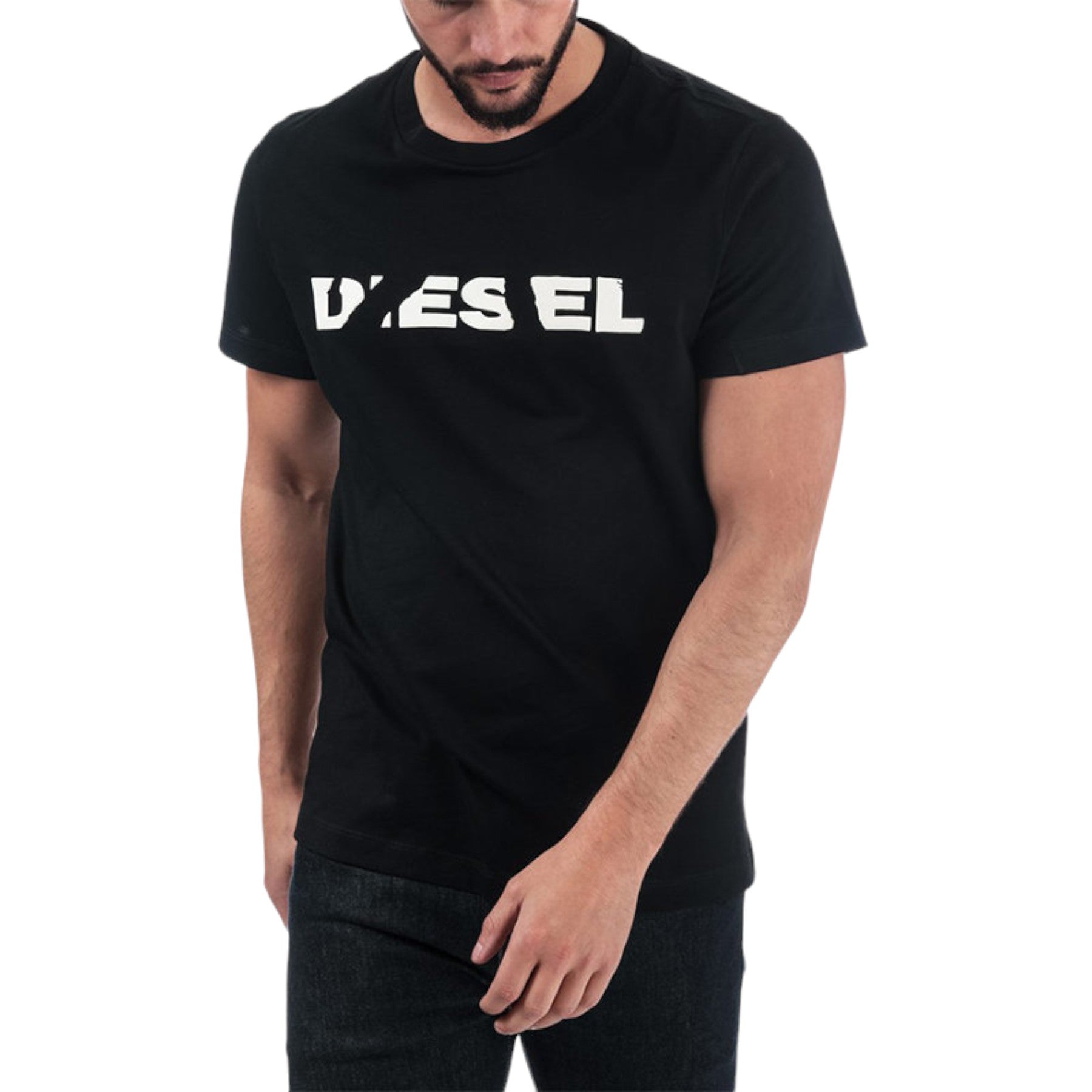 DIESEL T DIEGO BROK Mens T Shirt Short Sleeve Cotton Tee Casual Black Summer Top