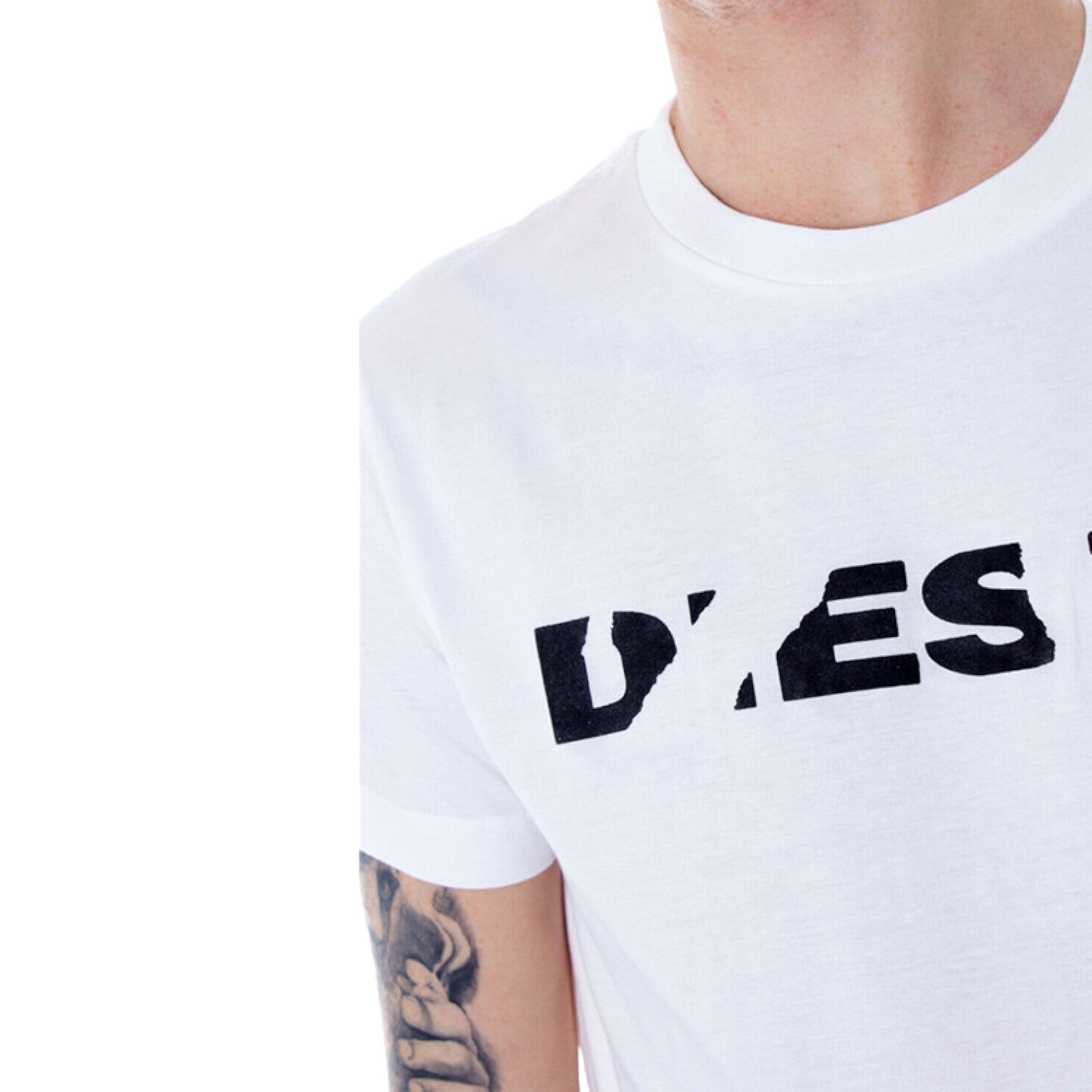DIESEL T DIEGO BROK Mens T Shirt Crew Neck Tops Short Sleeve Cotton White Tee