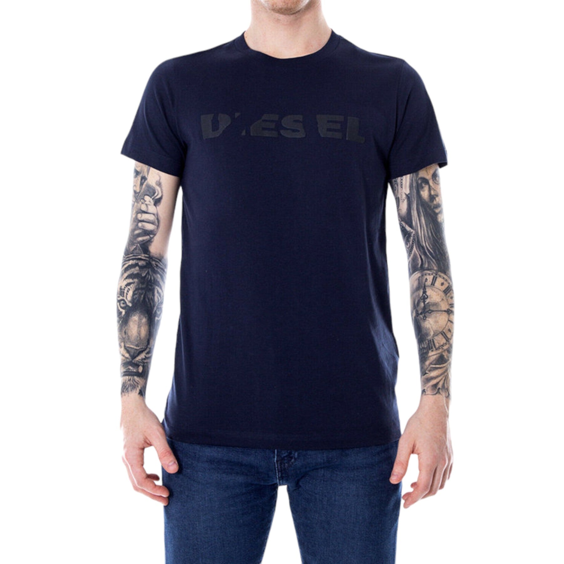 DIESEL T DIEGO BROK  Mens T Shirt Short Sleeves Crew Neck Casual Summer Tee Navy