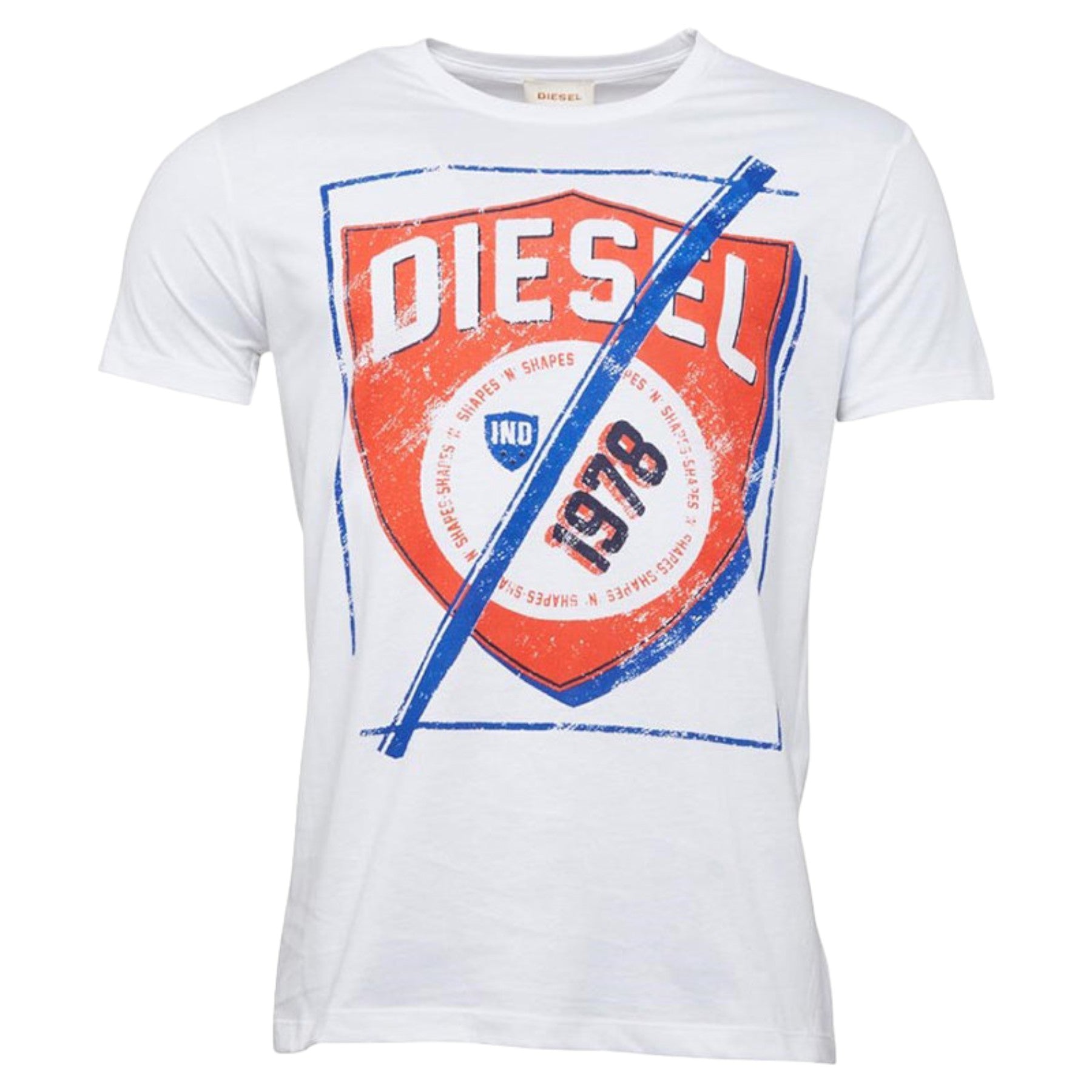 DIESEL T SHIELDED 0R91B Mens T Shirts Crew Neck Short Sleeve Casual White Tee