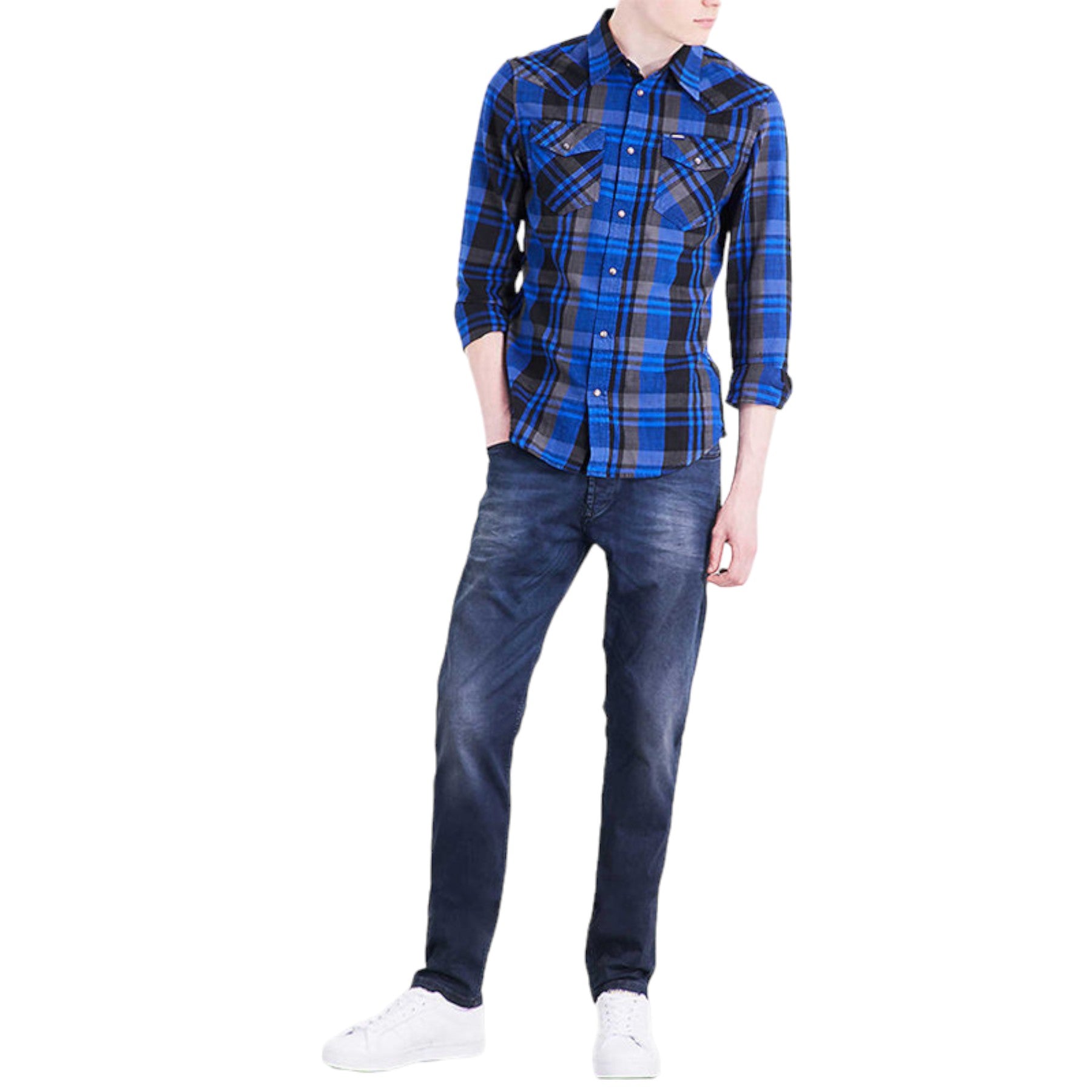 DIESEL TEPPHAR 0681H Mens Jeans Slim Fit Stretch Dark Blue Casual Denim Pants