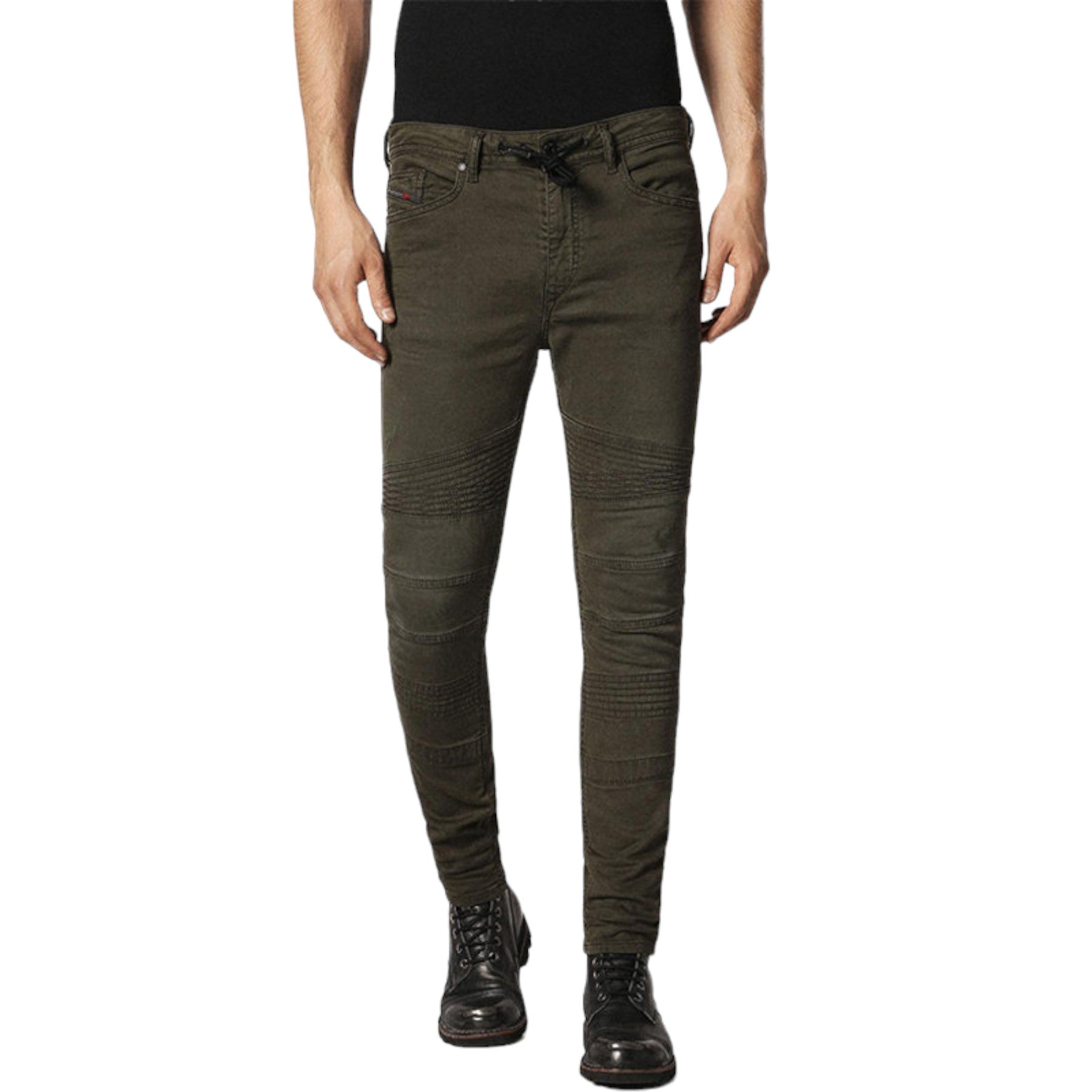 DIESEL BAKARI NE 0684T Mens Denim Sweat Jogg Jeans Lyocell Olive Slim Skinny