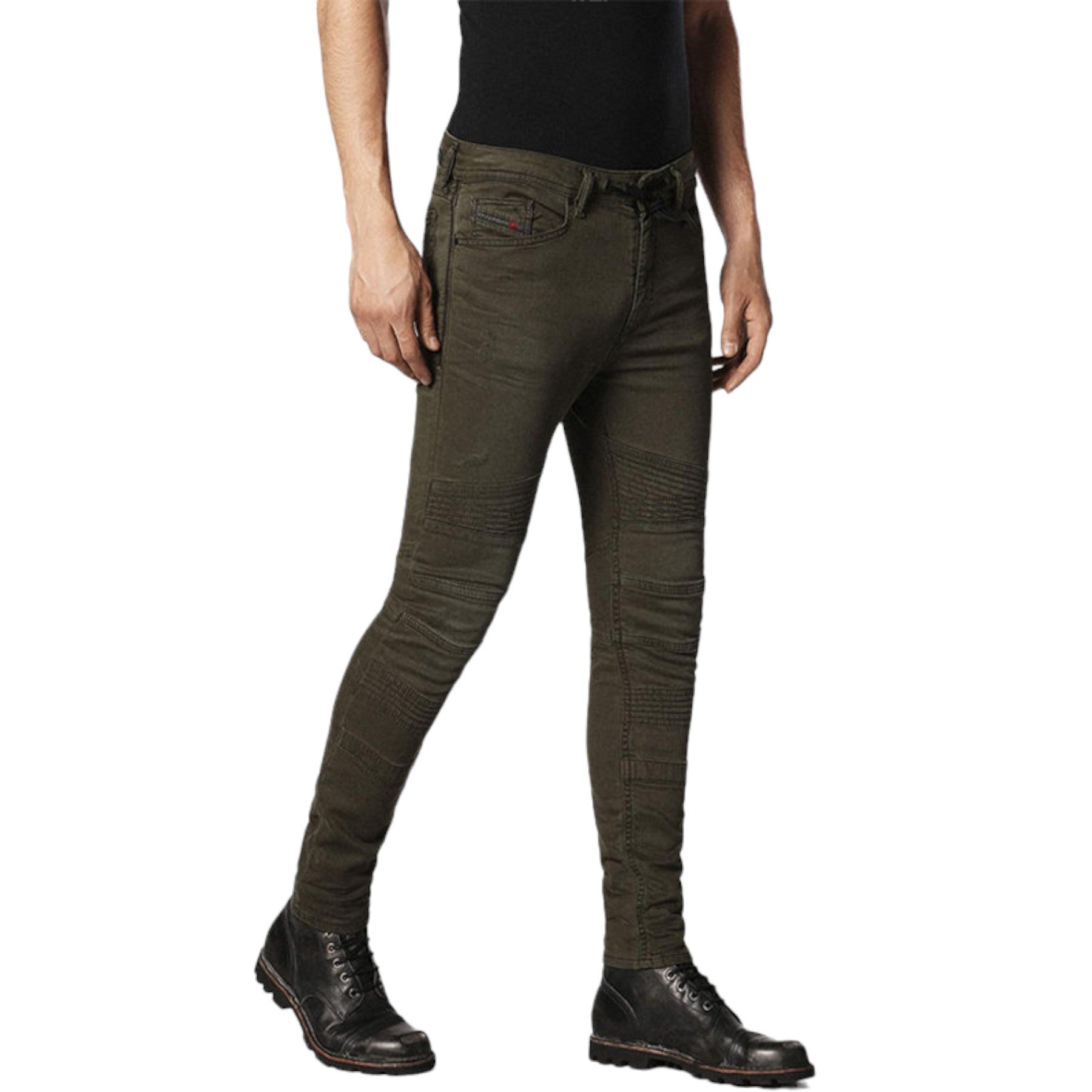 DIESEL BAKARI NE 0684T Mens Denim Sweat Jogg Jeans Lyocell Olive Slim Skinny