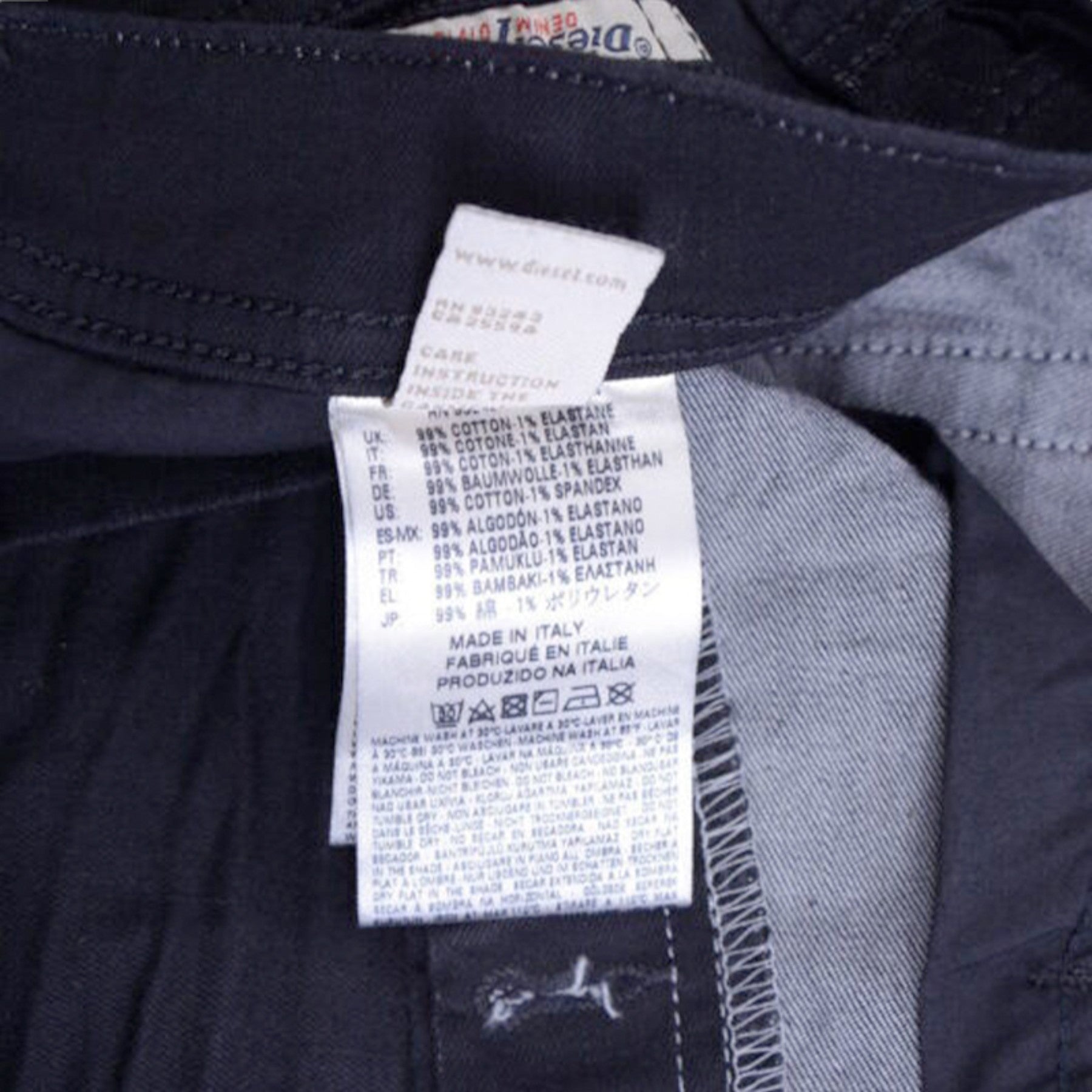 DIESEL TEPPHAR 0R84A Mens Denim Jeans Slim Fit Stretch Casual Black Pants Italy