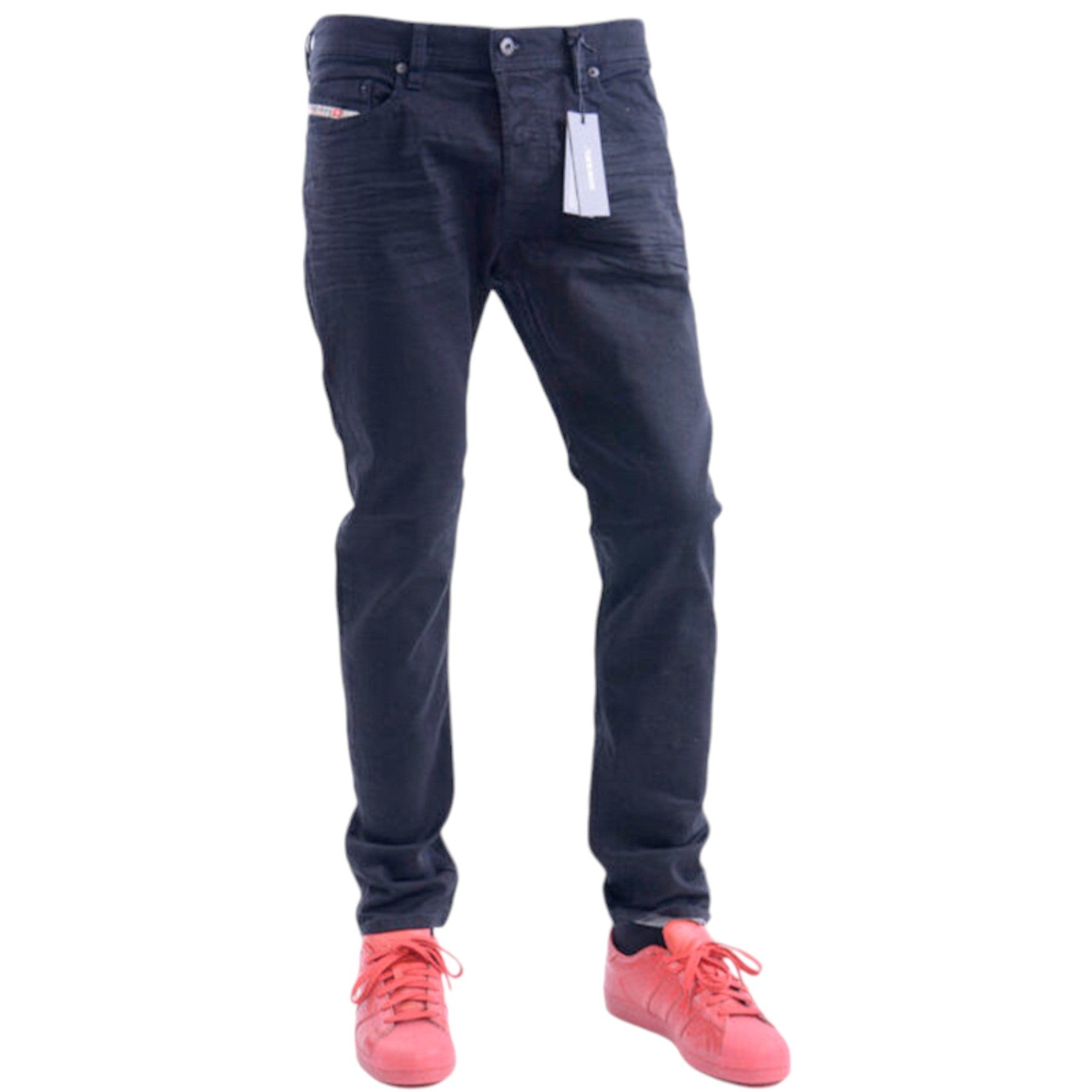 DIESEL TEPPHAR 0R84A Mens Denim Jeans Slim Fit Stretch Casual Black Pants Italy