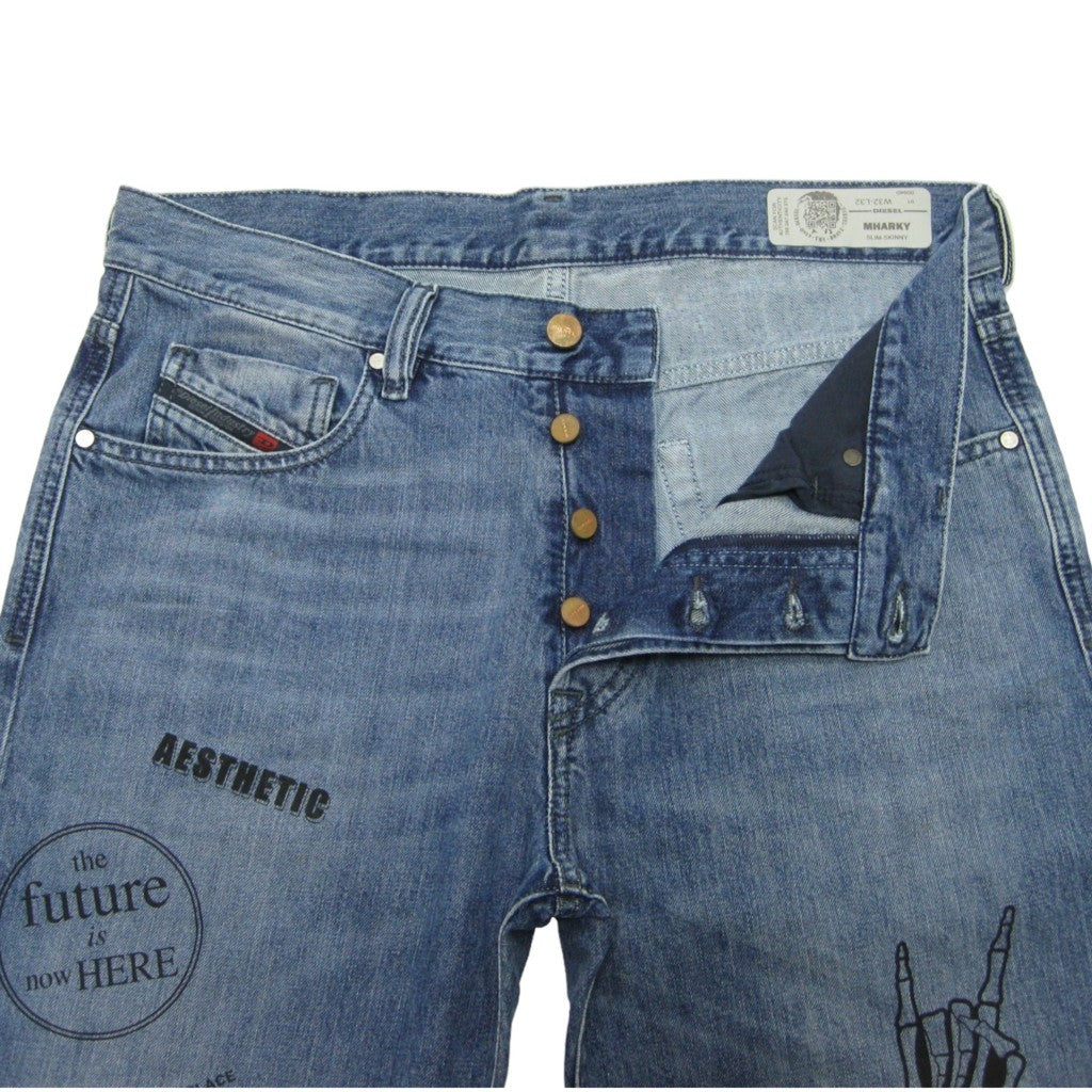 DIESEL MHARKY 0094D Mens Denim Jeans Casual Slim Skinny Low Crotch Trousers