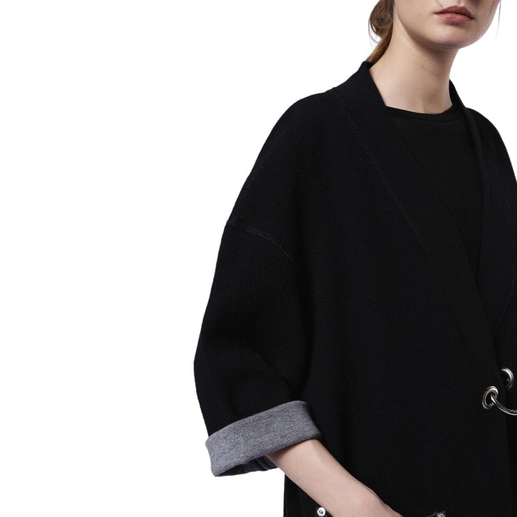 DIESEL G-FRANCES Womens Double-Sided Sweater Casual Jumper Relax Black Cardigan