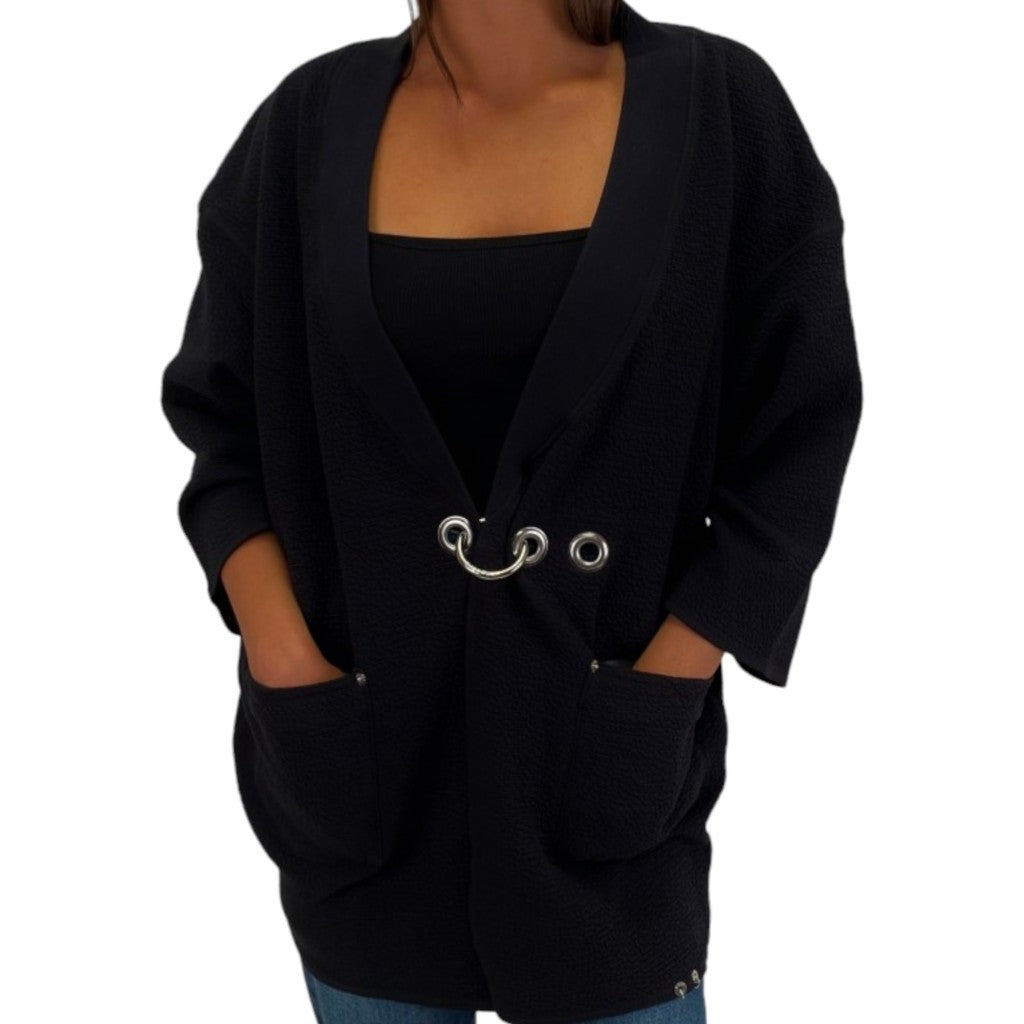 DIESEL G-FRANCES Womens Double-Sided Sweater Casual Jumper Relax Black Cardigan