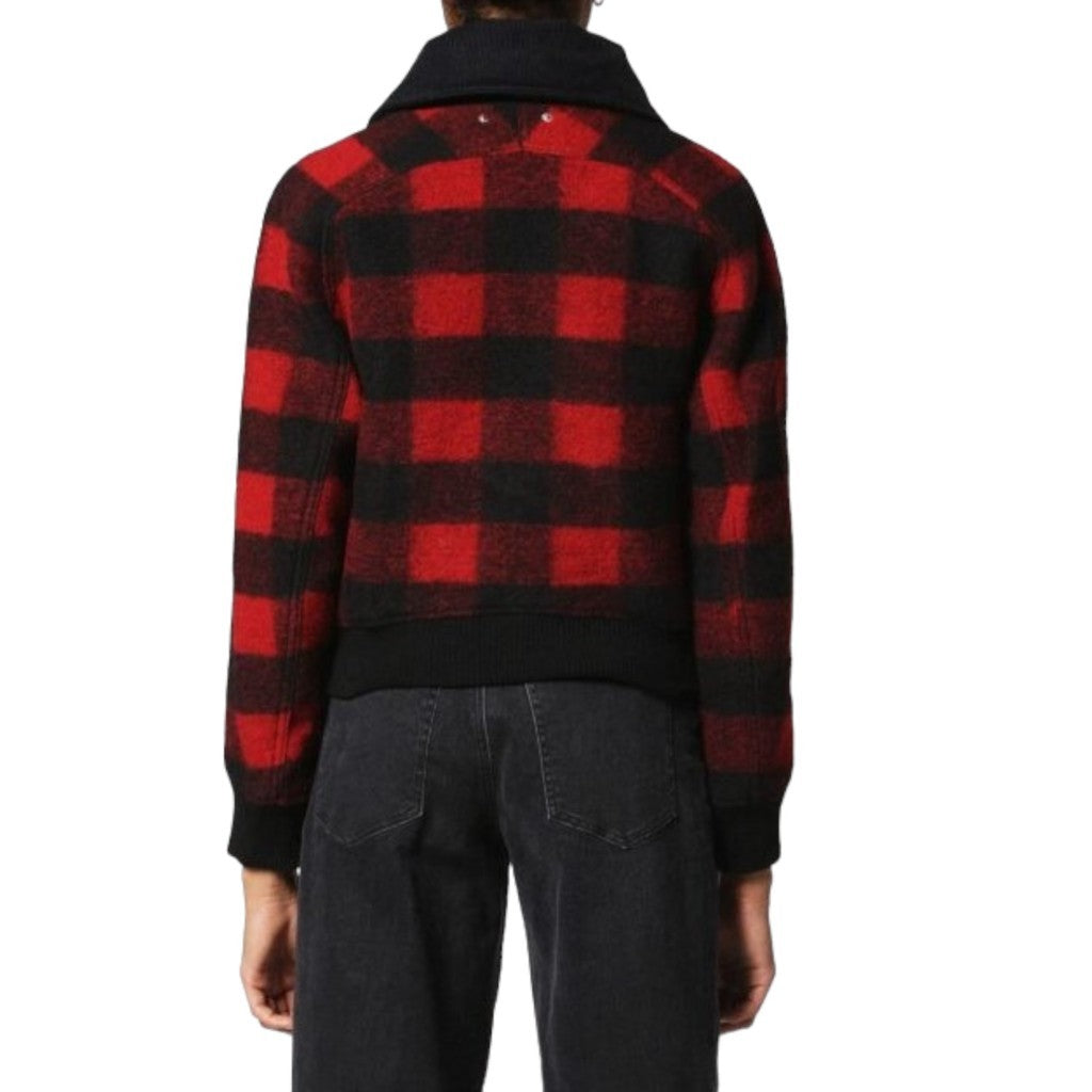 DIESEL W Rosie Womens Jackets Quilted Buffalo Cropped Check Wool Winter Outwear
