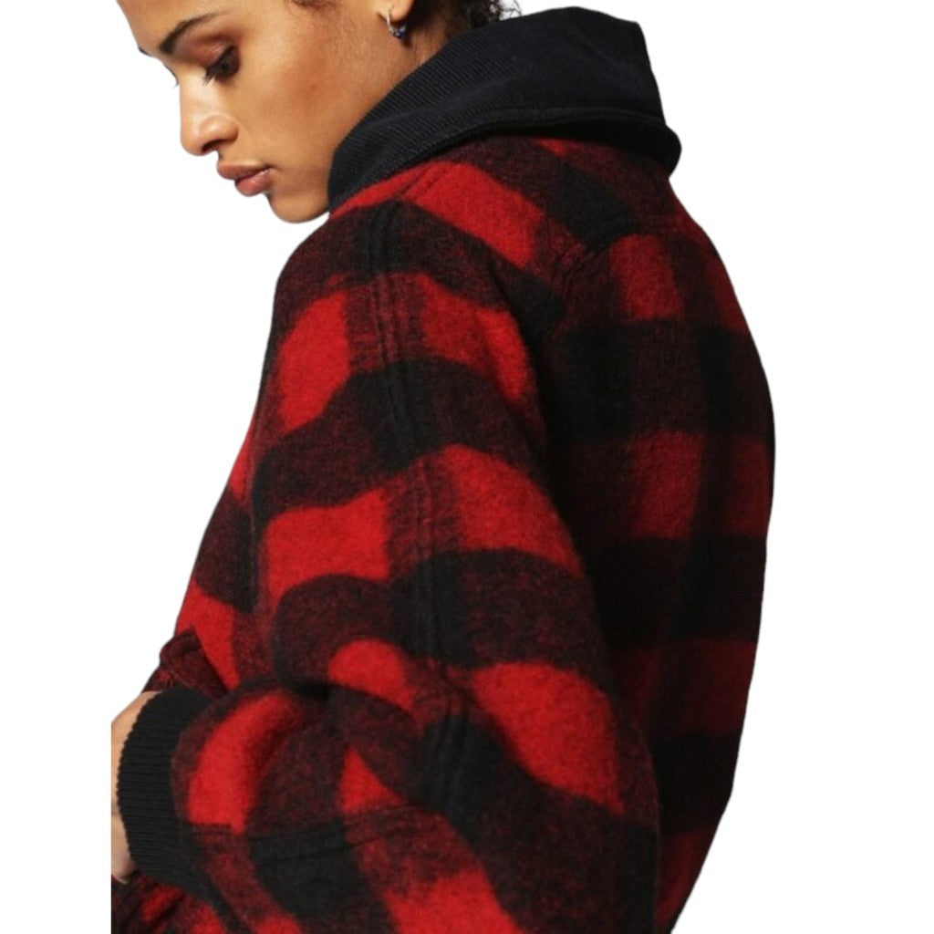 DIESEL W Rosie Womens Jackets Quilted Buffalo Cropped Check Wool Winter Outwear
