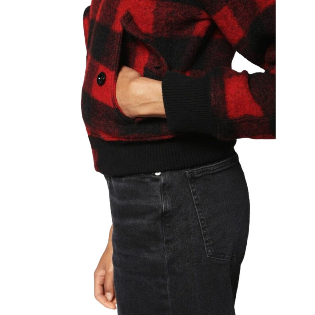 DIESEL W Rosie Womens Jackets Quilted Buffalo Cropped Check Wool Winter Outwear