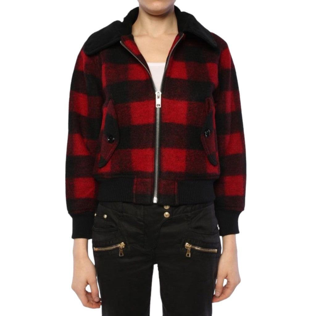 DIESEL W Rosie Womens Jackets Quilted Buffalo Cropped Check Wool Winter Outwear