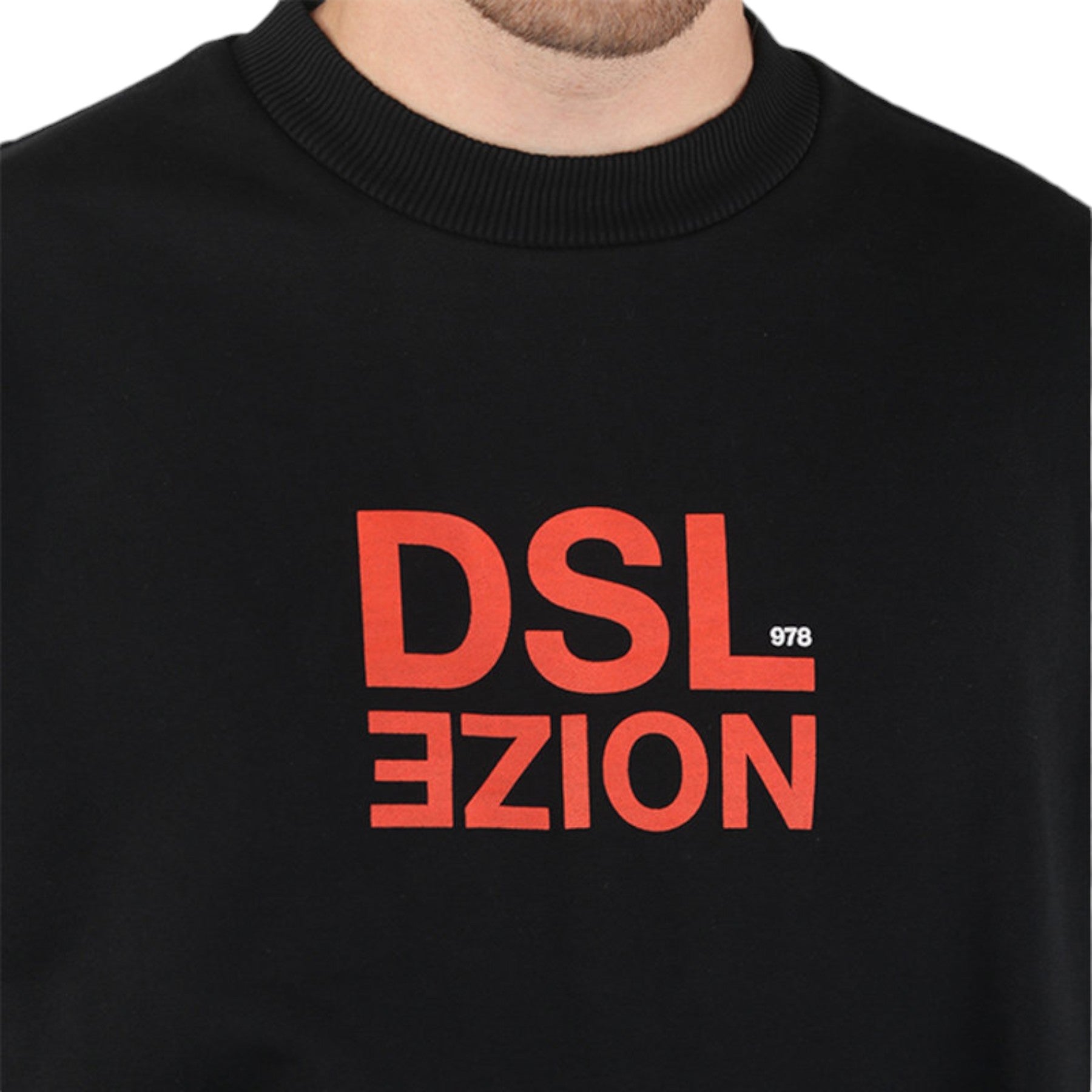 DIESEL S BAY XA Mens Pullover Sweatshirt Black Crew Neck Casual Outwear