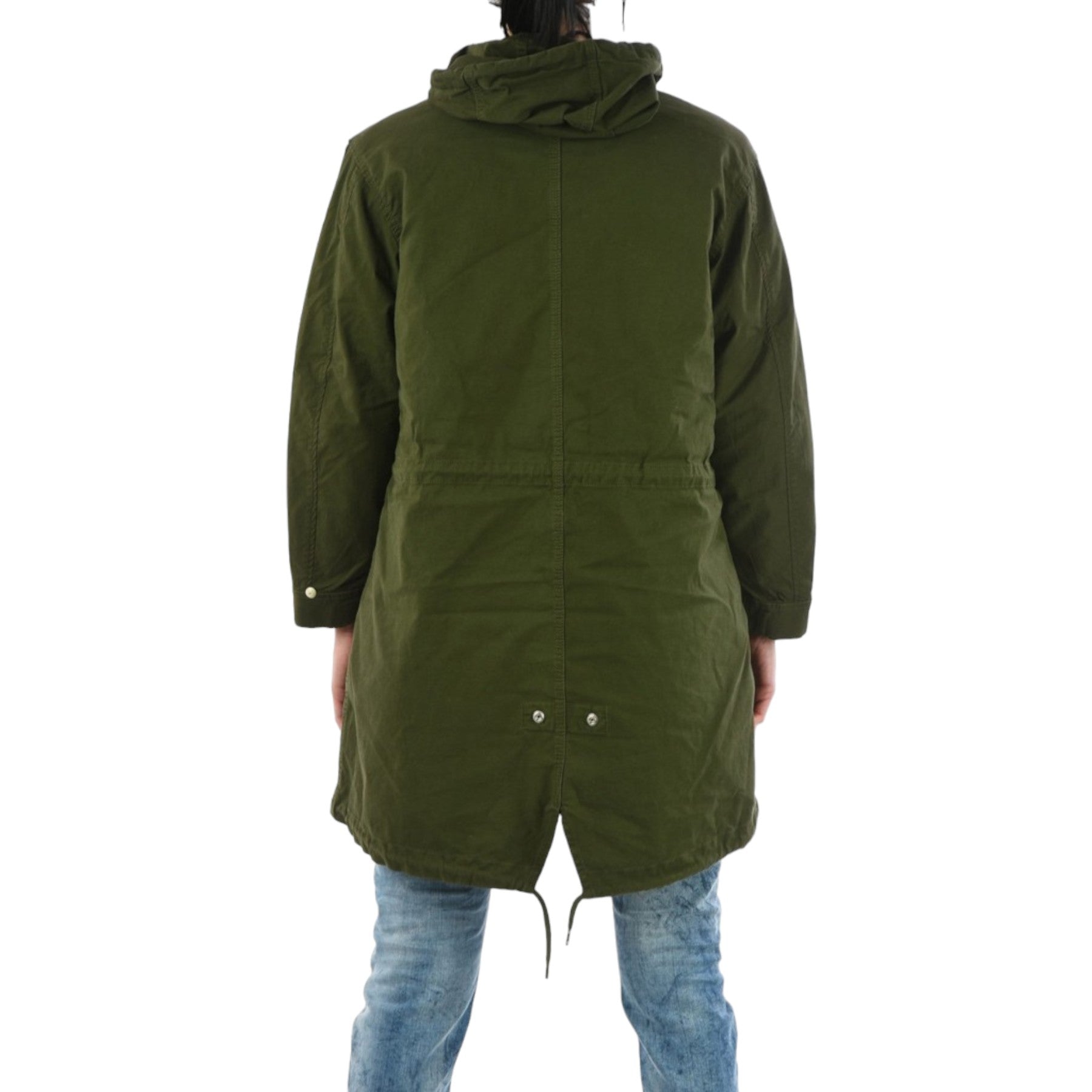 DIESEL R WIKIBI Womens Parka Jacket Casual Olive Green Winter Long Hooded Coat L