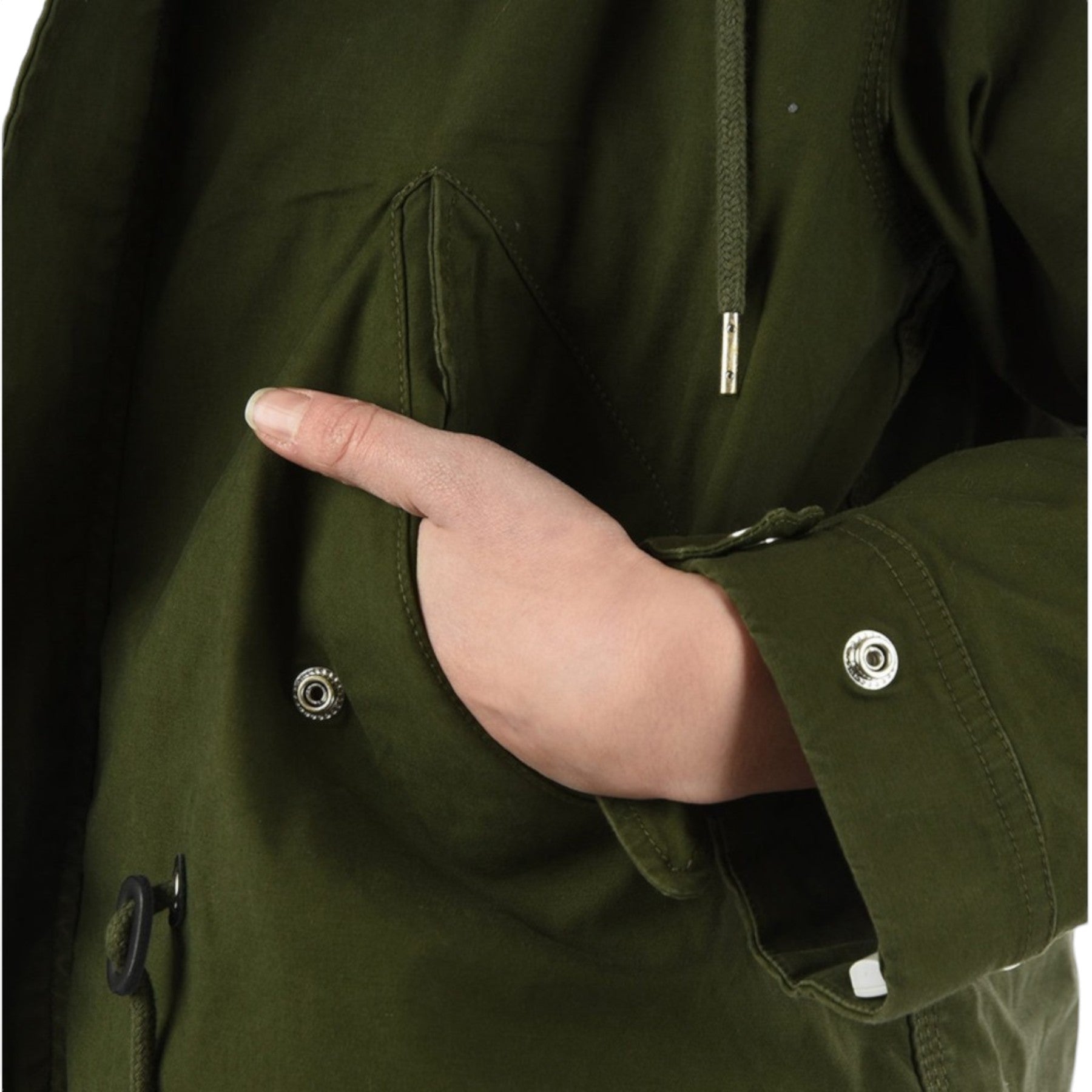 DIESEL R WIKIBI Womens Parka Jacket Casual Olive Green Winter Long Hooded Coat L