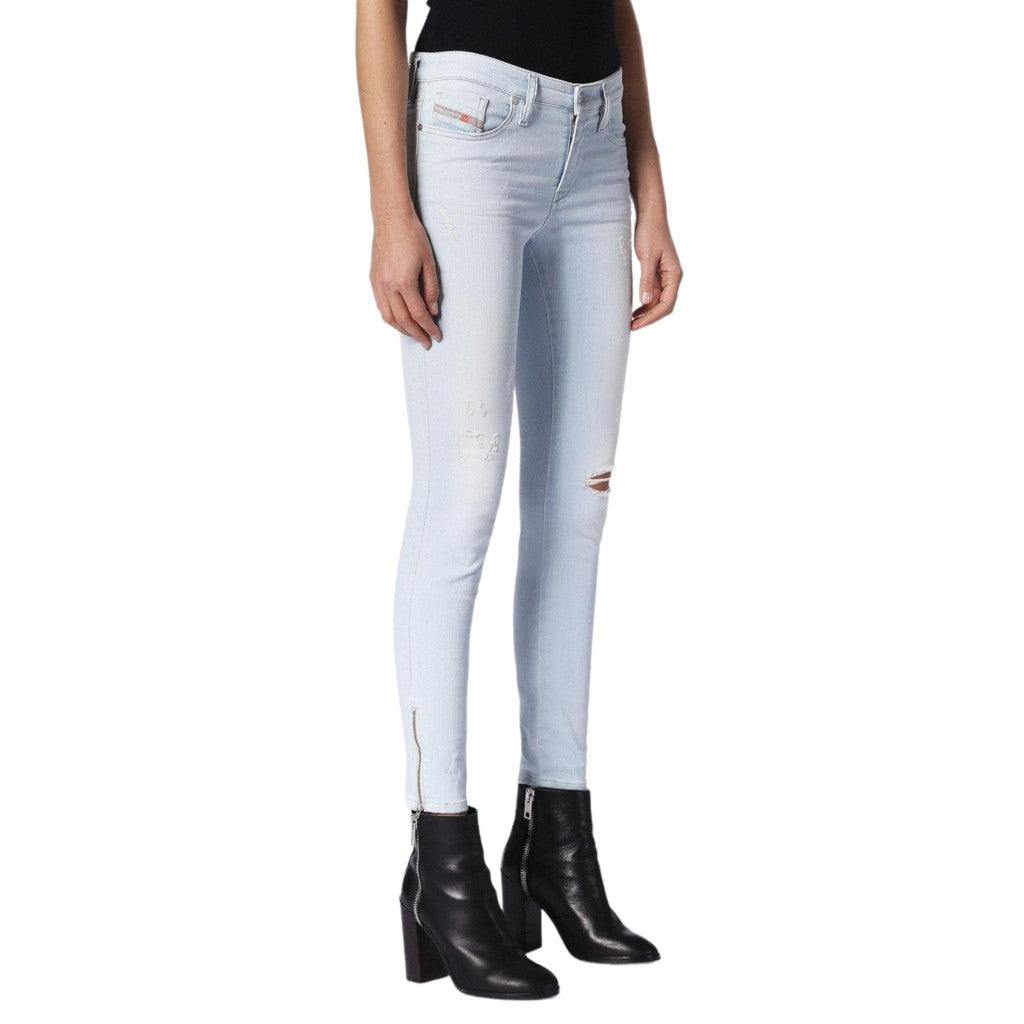 DIESEL SKINZEE ZIP 084QE Womens Jeans Super Slim Skinny Regular Waist Fit Pants