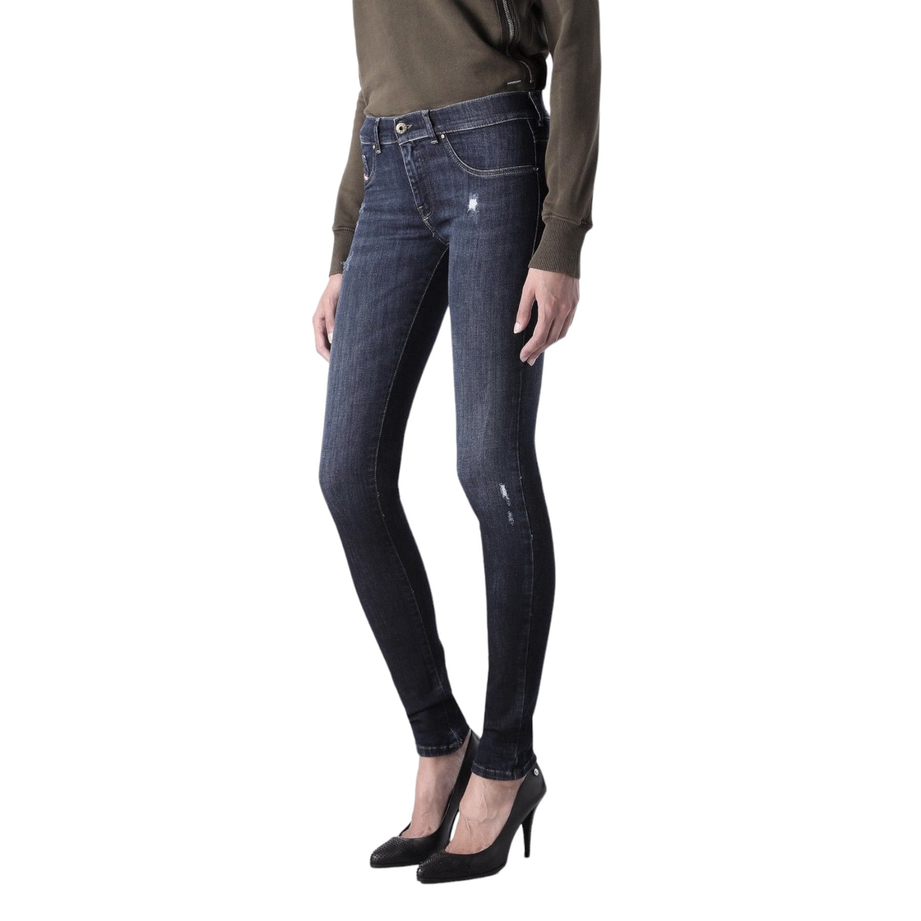 DIESEL LIVIER 0668F Womens Jeans Super Slim Jegging Low Waist Fit Pants