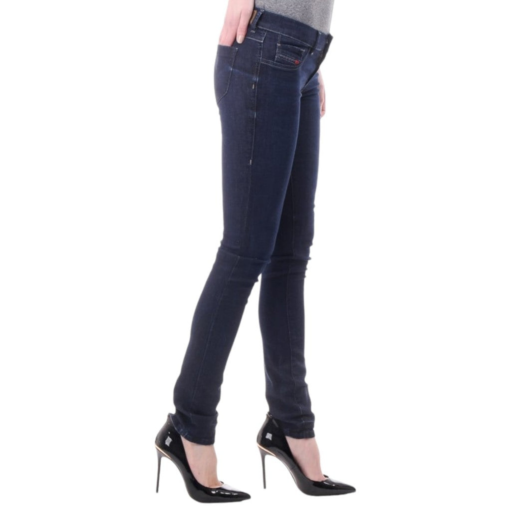 DIESEL LIVIER 0860N Womens Skinny Jeans Super Slim Fit Jegging Stretch Blue Pant