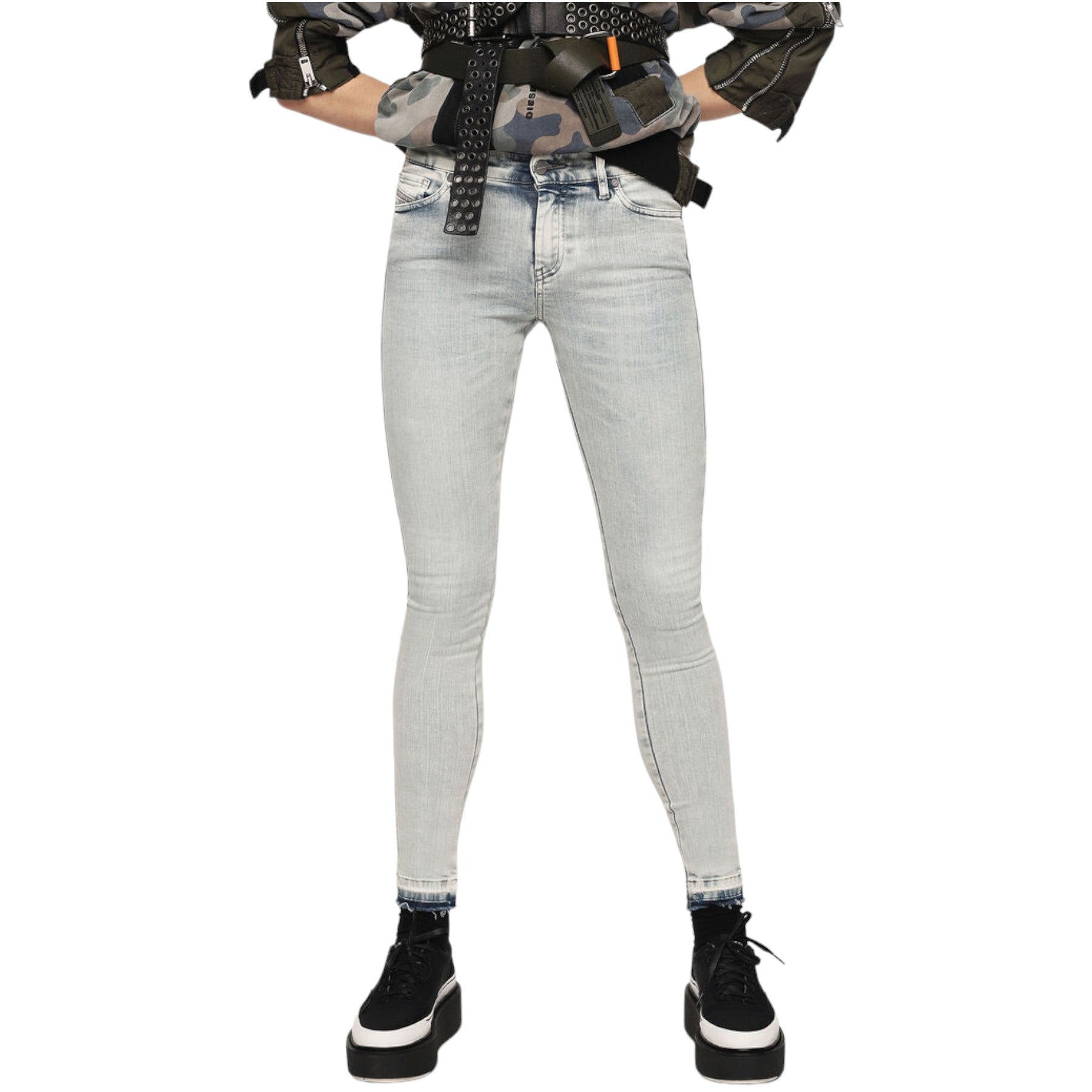 DIESEL SLANDY 086AF Womens Jeans Super Slim Skinny Regular Waist Fit Trousers