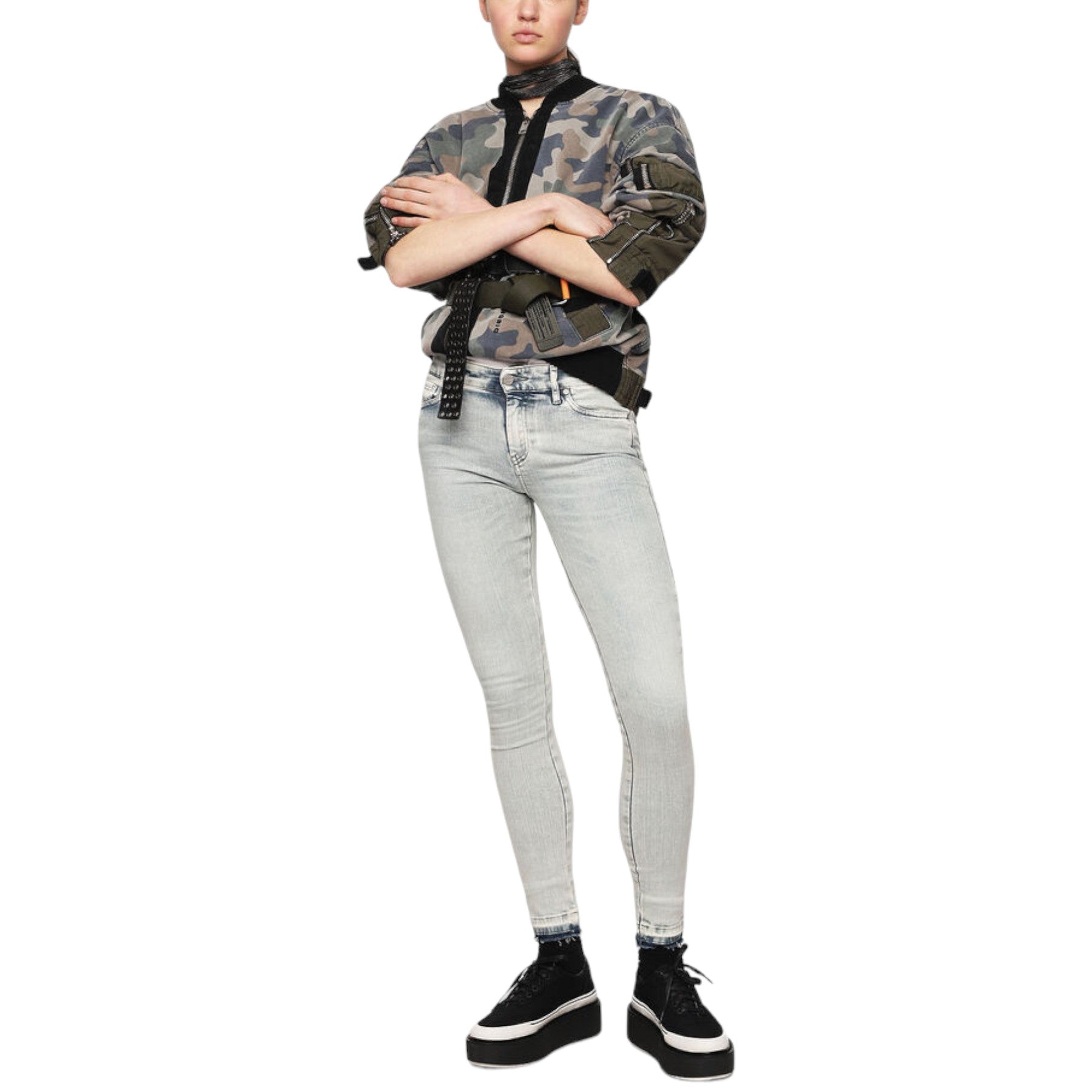 DIESEL SLANDY 086AF Womens Jeans Super Slim Skinny Regular Waist Fit Trousers