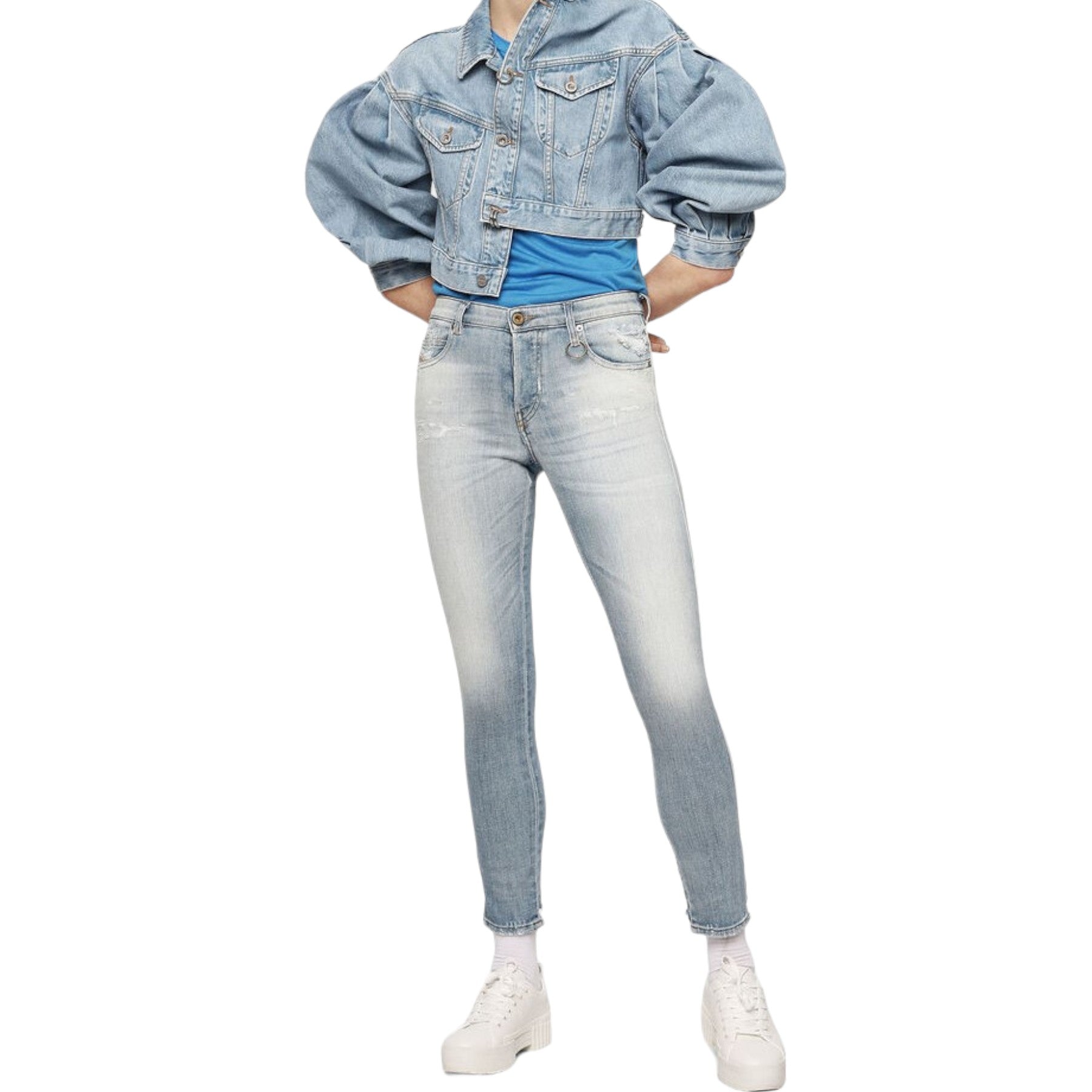 DIESEL BABHILA 081AJ Womens Jeans Denim Slim Skinny Regular Waist Fit Trousers