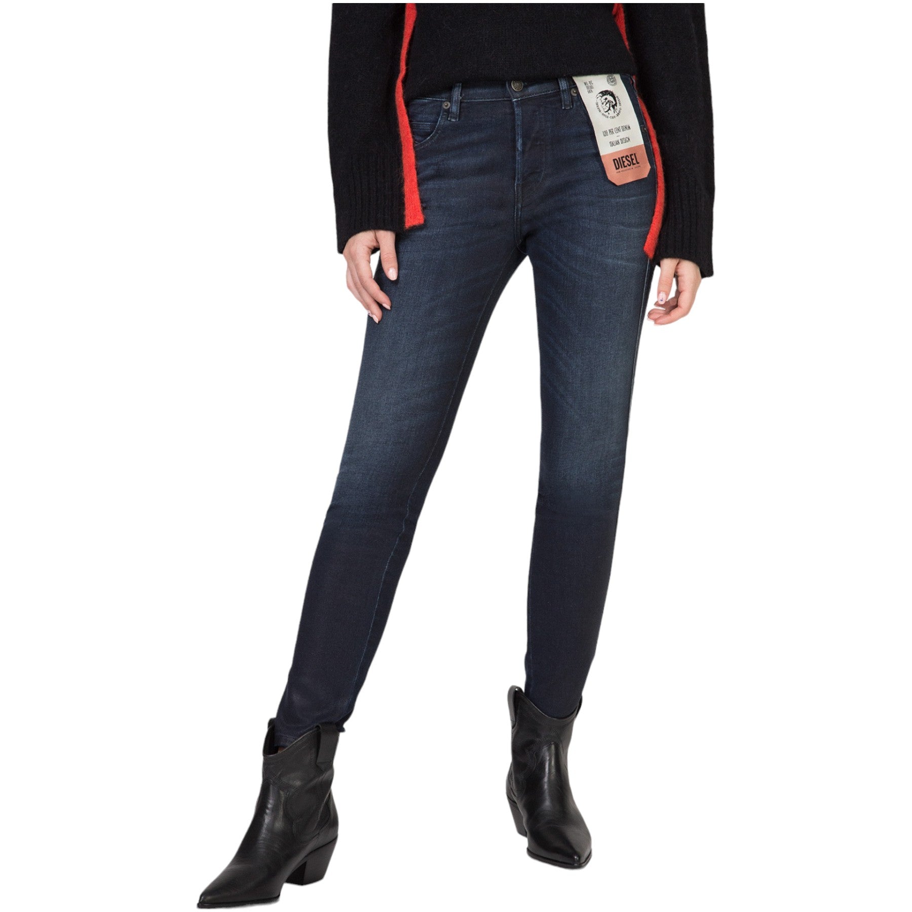 DIESEL BABHILA 083AF Womens Jeans Denim Slim Skinny Regular Waist Fit Trousers