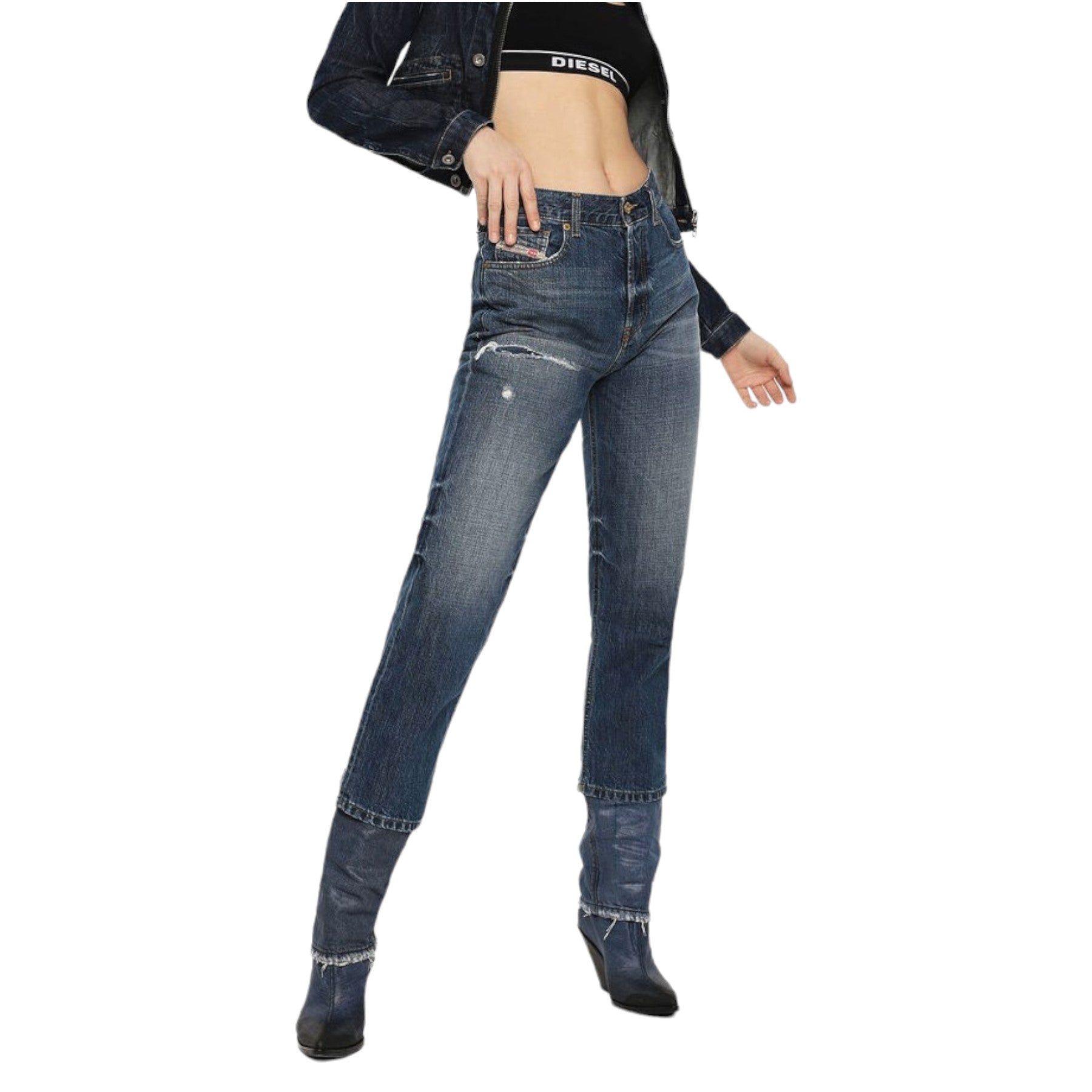 DIESEL ARYEL 080AH Womens Jeans Denim Regular Straight Regular Waist Fit Pants