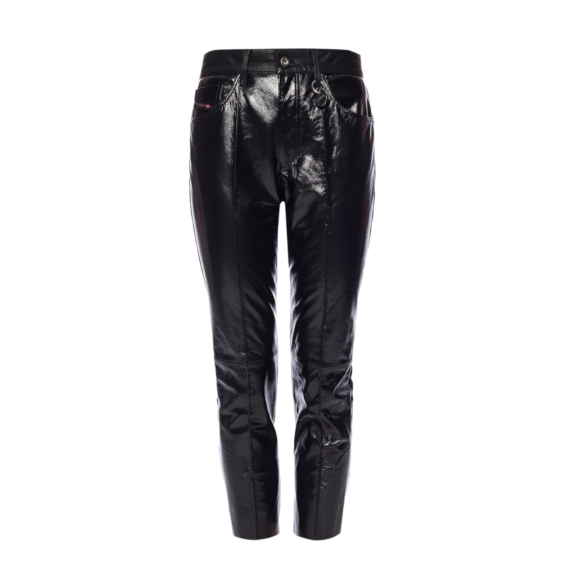 Diesel L-GIKO 0DATU Womens Leather Trousers Regular Slim Fit Regular Waist Pants