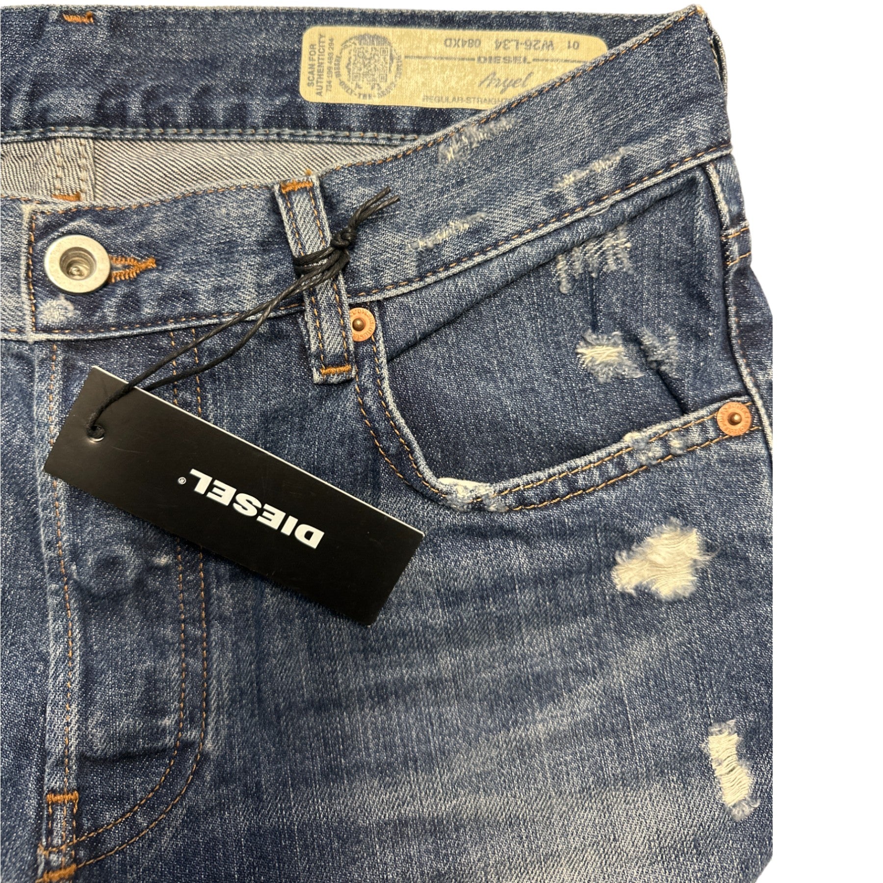 DIESEL ARYEL 084XD Womens Jeans Denim Regular Straight Regular Waist Fit Pants