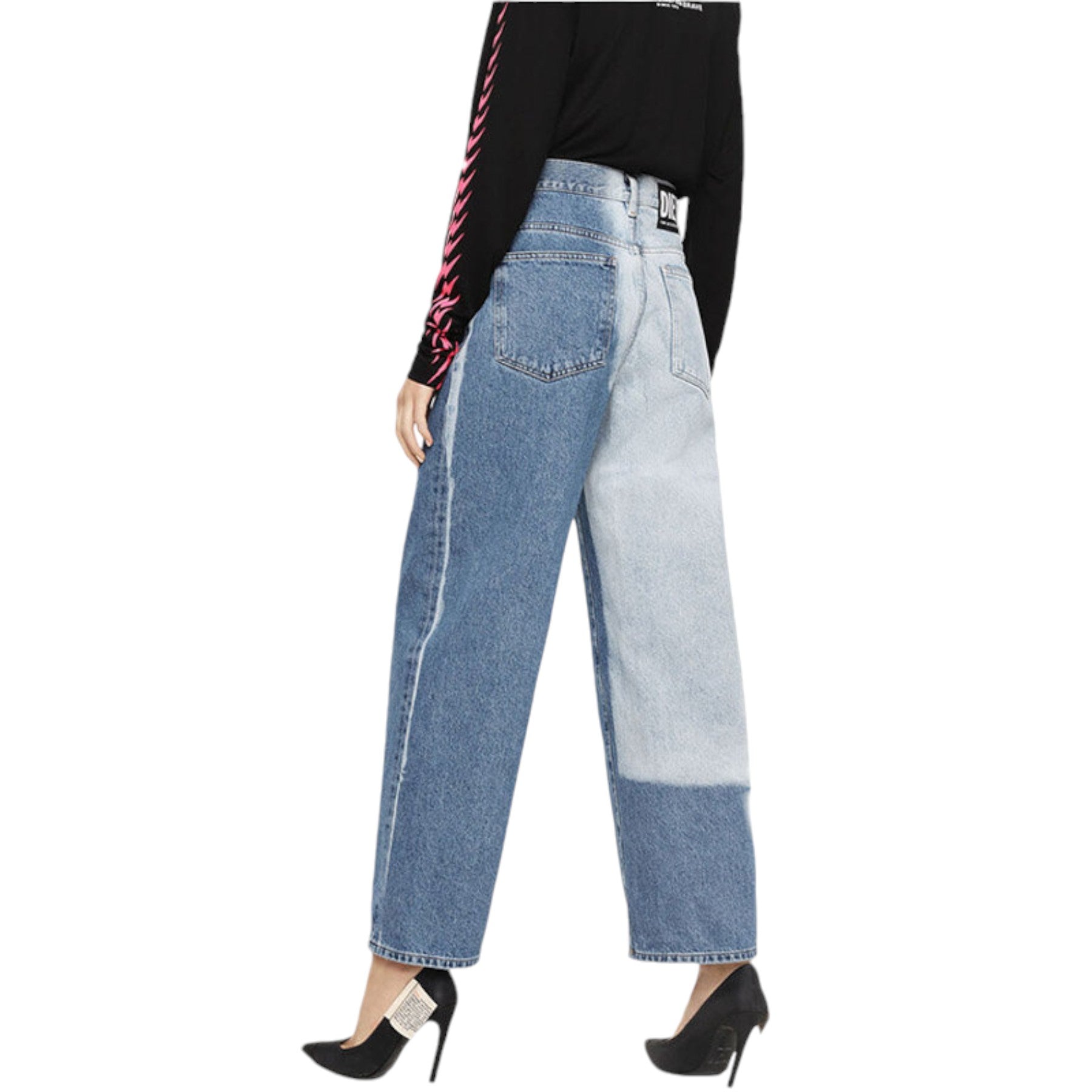 DIESEL WIDEE 0077V Womens Jeans Denim Regular Straight High Waist Fit Pants