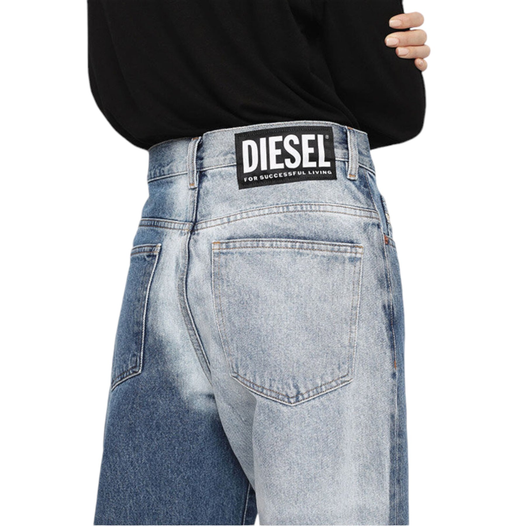 DIESEL WIDEE 0077V Womens Jeans Denim Regular Straight High Waist Fit Pants
