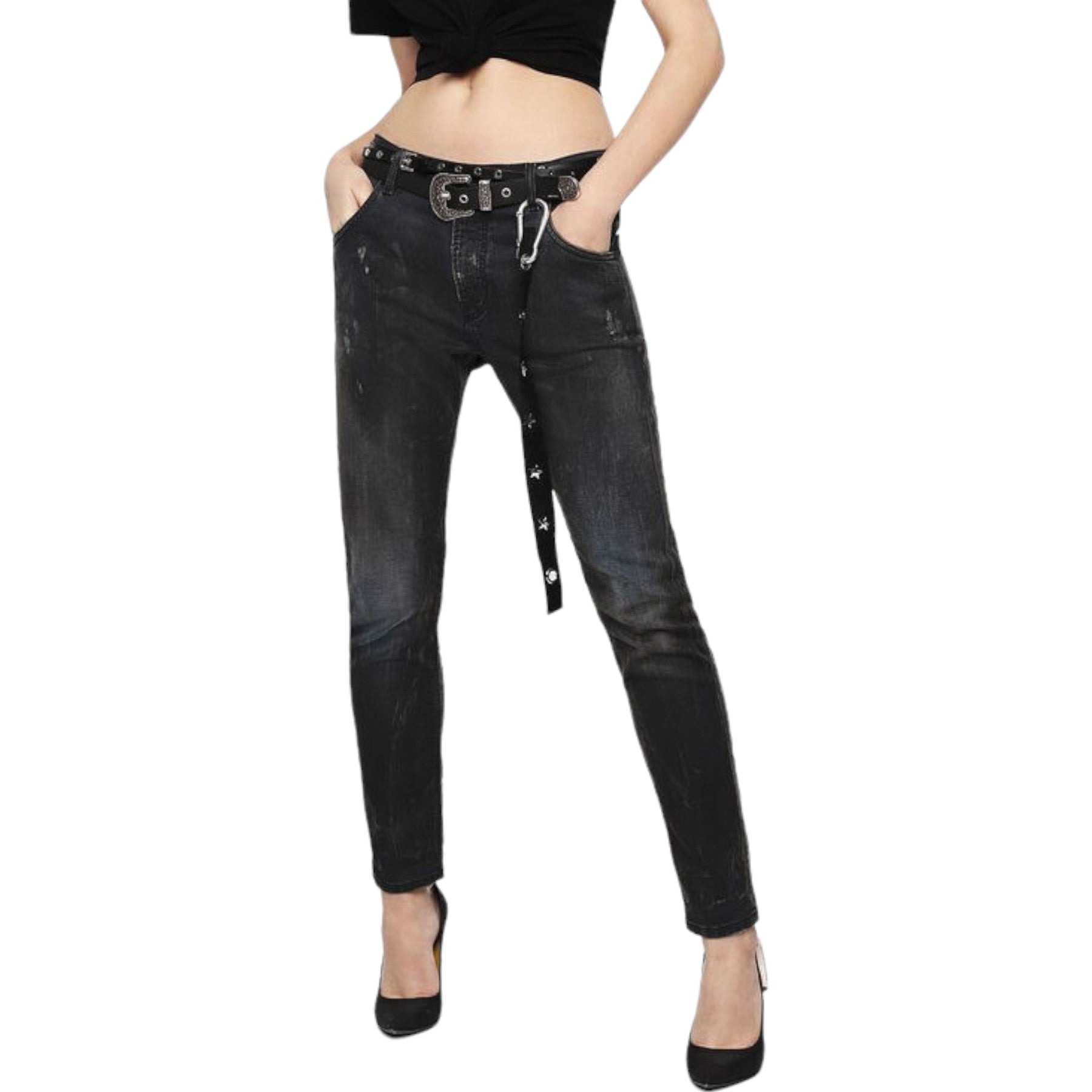 DIESEL KRAILEY 069IA Womens Jogg Jeans Regular Boyfriend Regular Waist Fit Pants