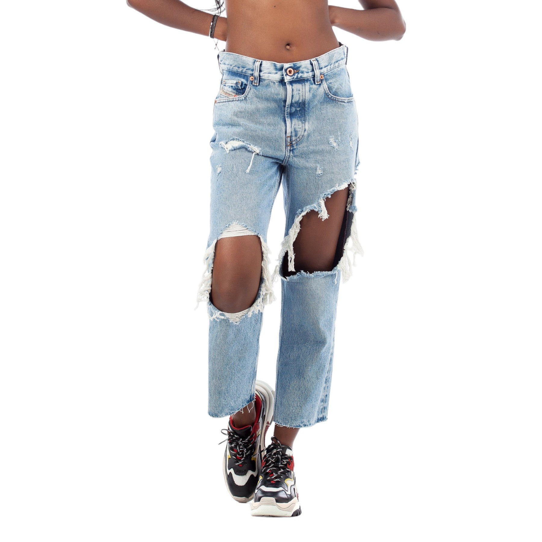 DIESEL ARYEL 0076N Womens Jeans Denim Regular Straight Regular Waist Fit Pants