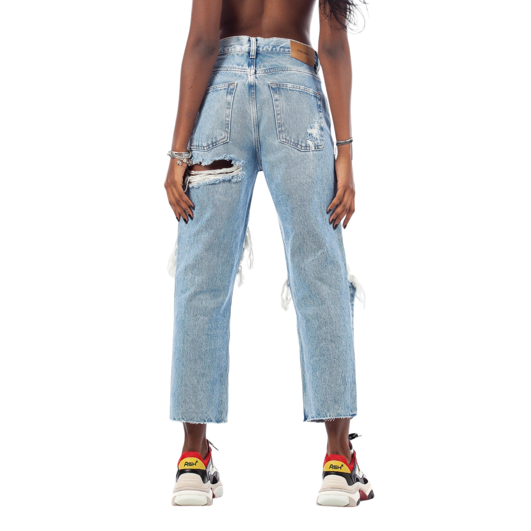 DIESEL ARYEL 0076N Womens Jeans Denim Regular Straight Regular Waist Fit Pants