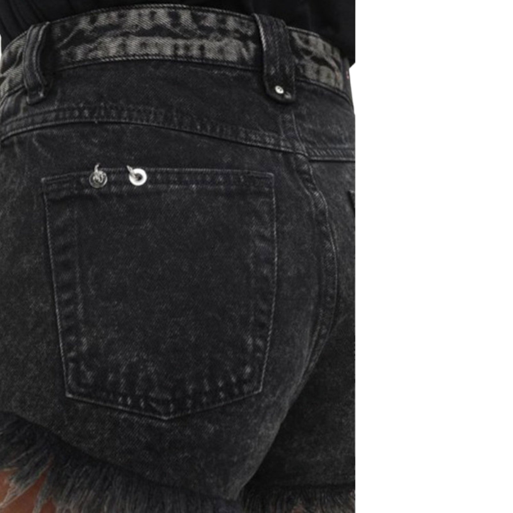 DIESEL DE GINGER Womens Denim Shorts Black Fringe Hem Boyfriend Ladies Half Pant