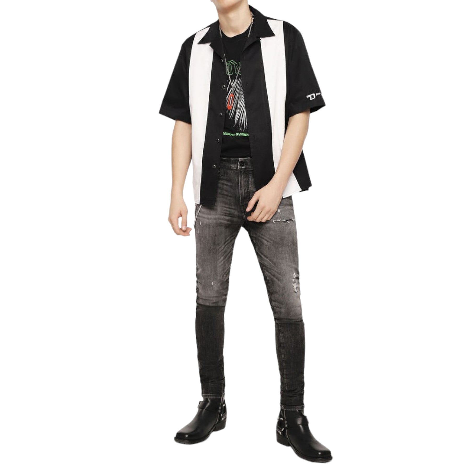 DIESEL S KINGI Mens Shirt Regular Fit Casual Cotton Short Sleeve Outwear Summer