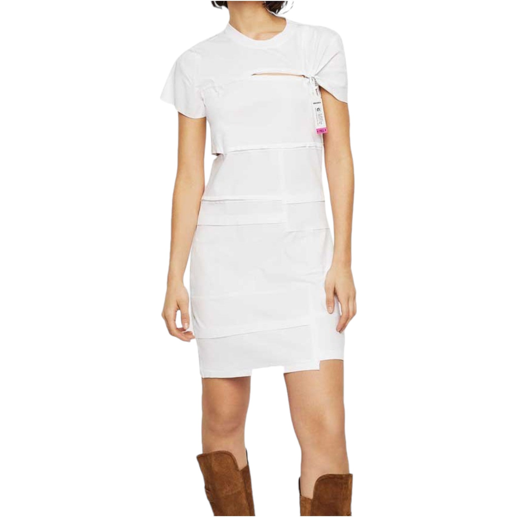 DIESEL D MILIA Womens Dress Round Neck Patchwork Dress Regular Fit Casual Tops