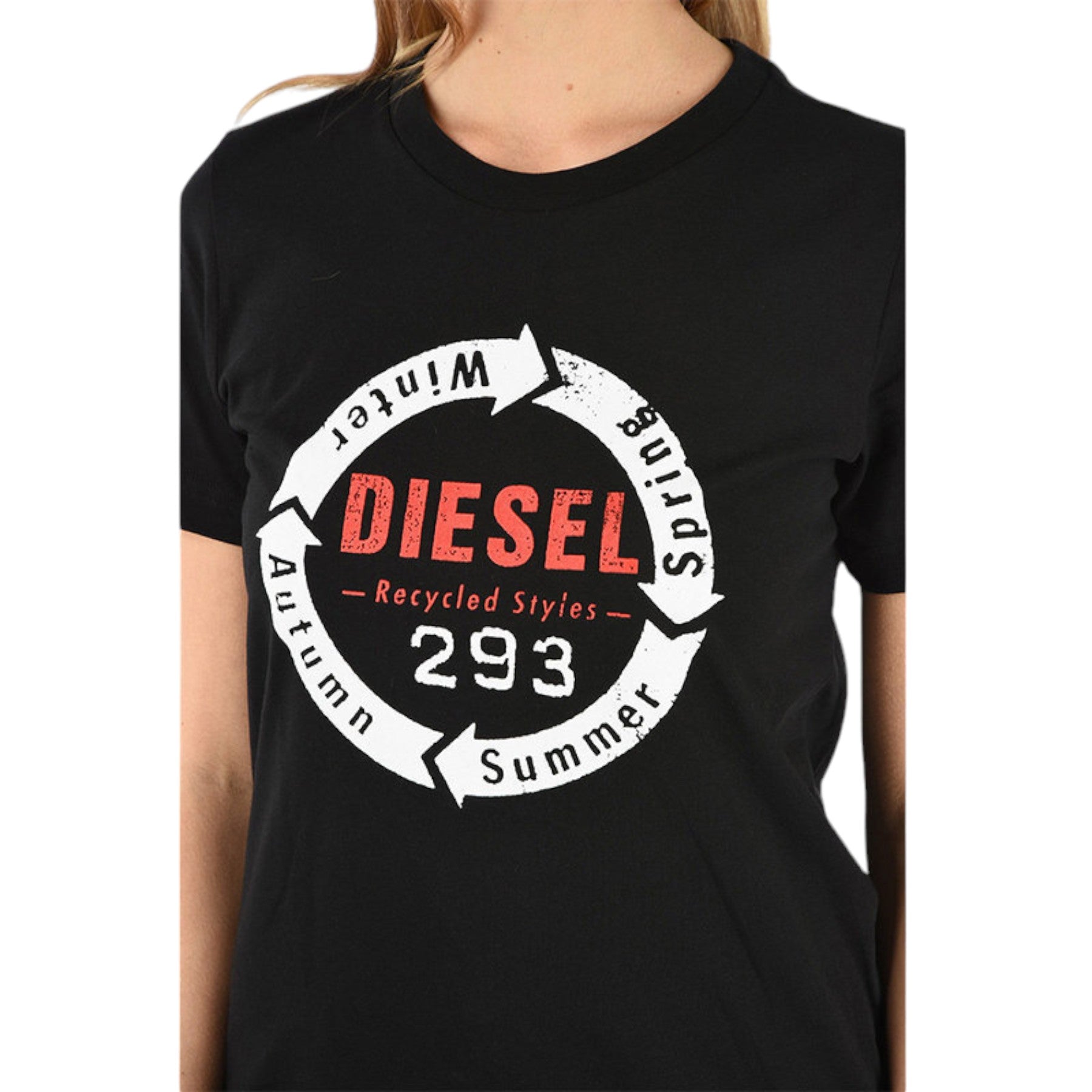 DIESEL T SILY C1 Womens T Shirt Crew Neck Short Sleeves Slim Fit Casual Tops