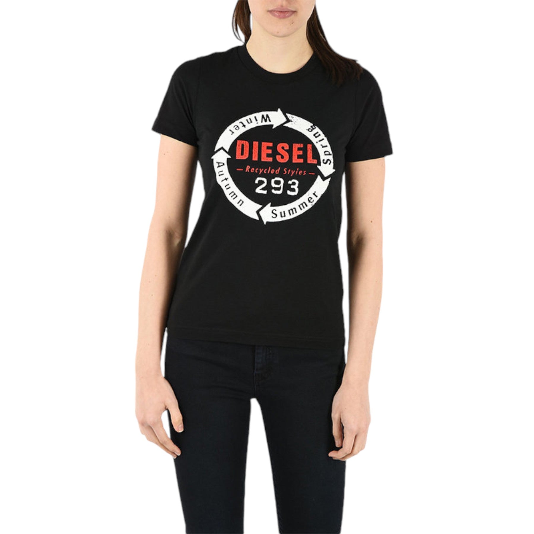 DIESEL T SILY C1 Womens T Shirt Crew Neck Short Sleeves Slim Fit Casual Tops