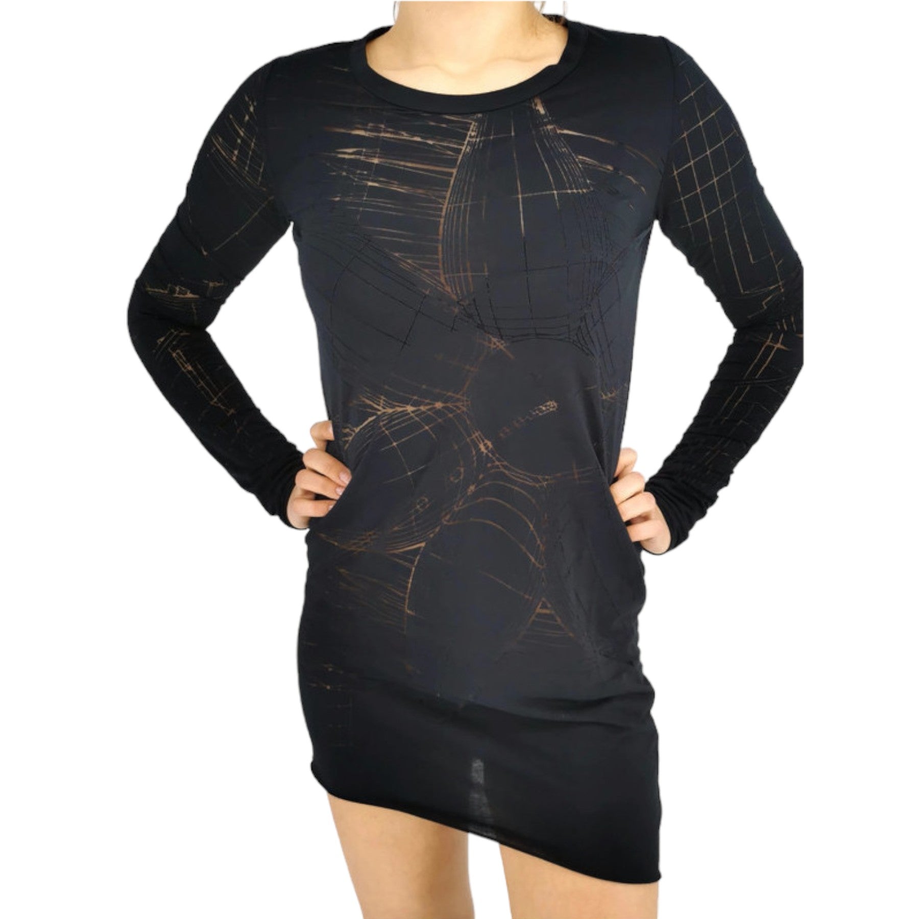 DIESEL T CHARL Womens Dress Round Neck Short Dress Long Sleeves Relaxed Fit Tops