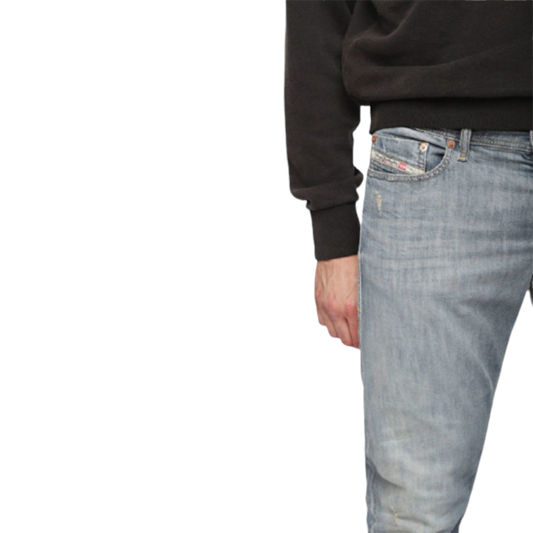 DIESEL TEPPHAR 084UK Mens Denim Jeans Slim Fit Carrot Casual Denim Pants Lyocell