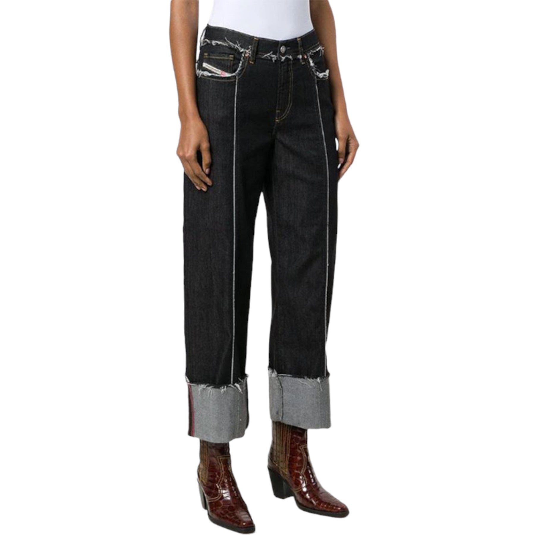 DIESEL WIDEE F 0699G Womens Jeans Denim Regular Straight High Waist Fit Pants