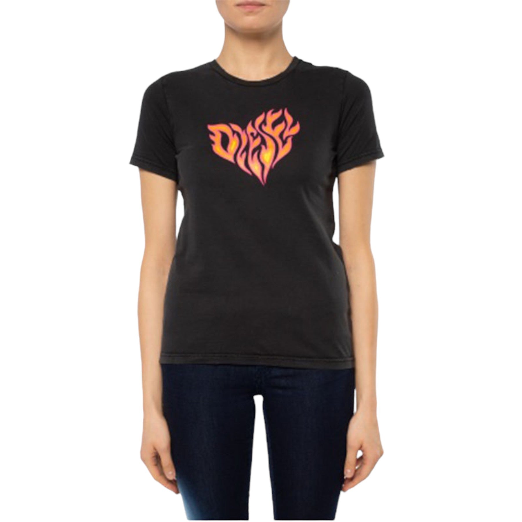 DIESEL T-SILY-H Womens T Shirts Crew Neck Short Sleeves Regular Fit Casual Tops