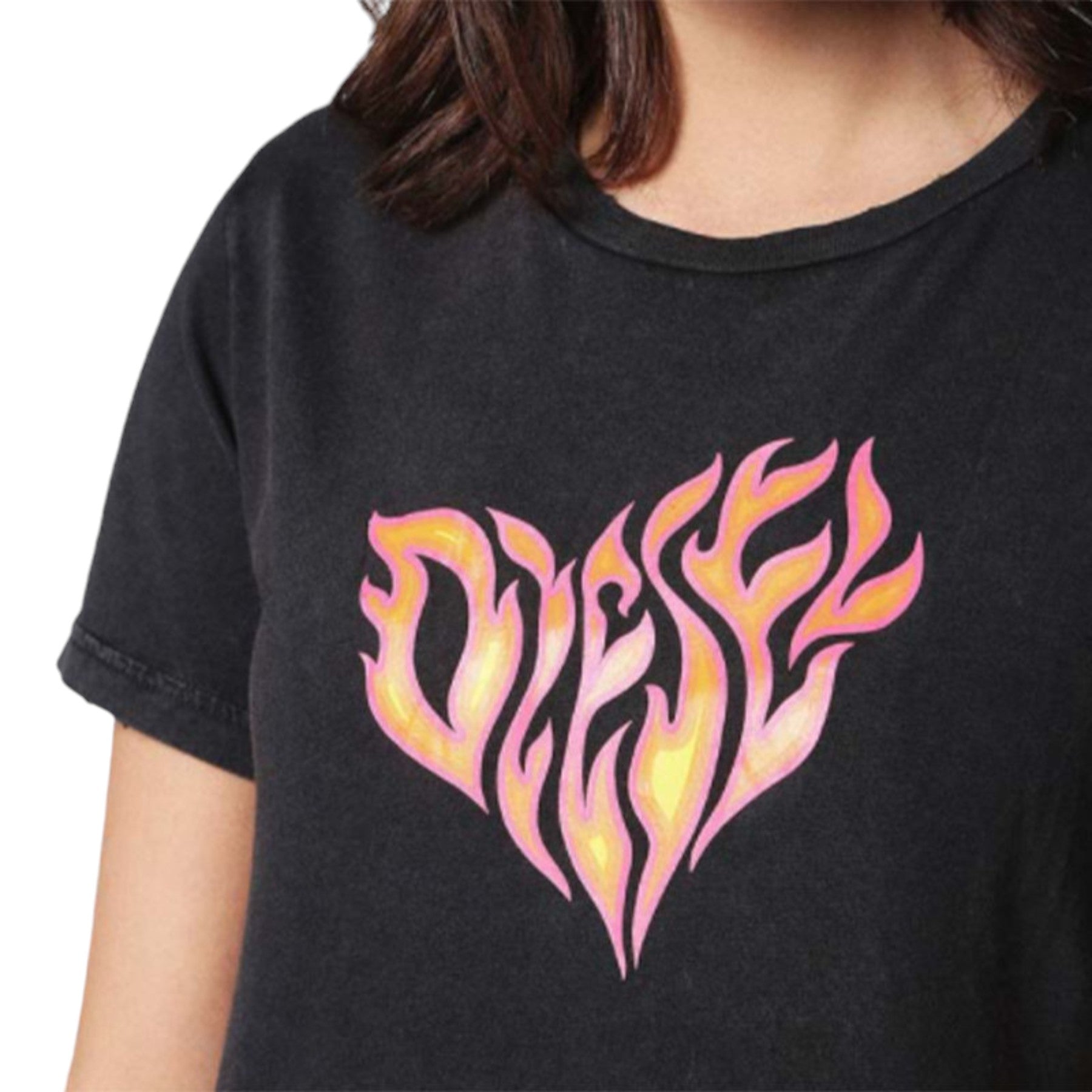 DIESEL T-SILY-H Womens T Shirts Crew Neck Short Sleeves Regular Fit Casual Tops