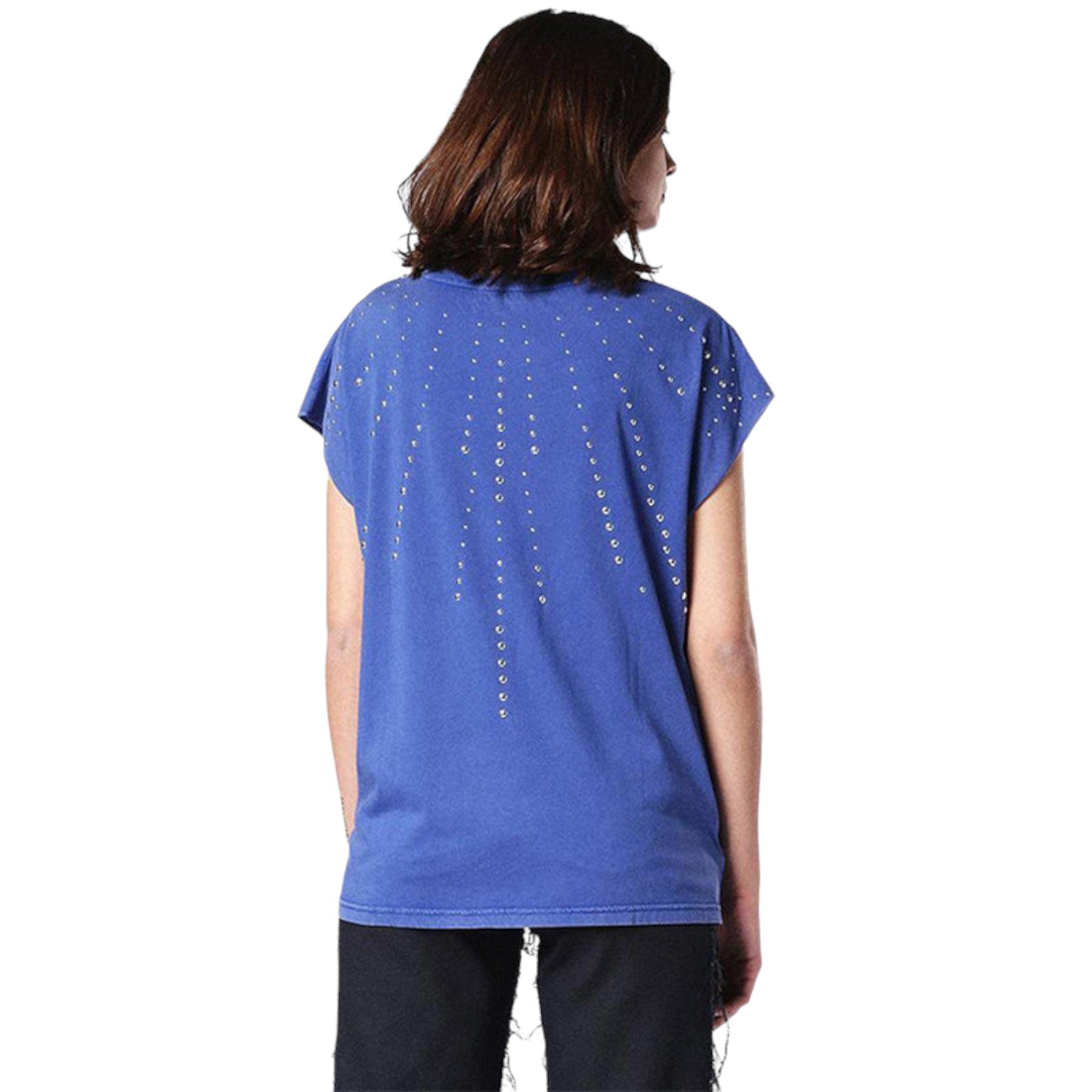 DIESEL T HANX Womens T Shirt Round Neck Short Sleeves Relax Fit Casual Tops Blue