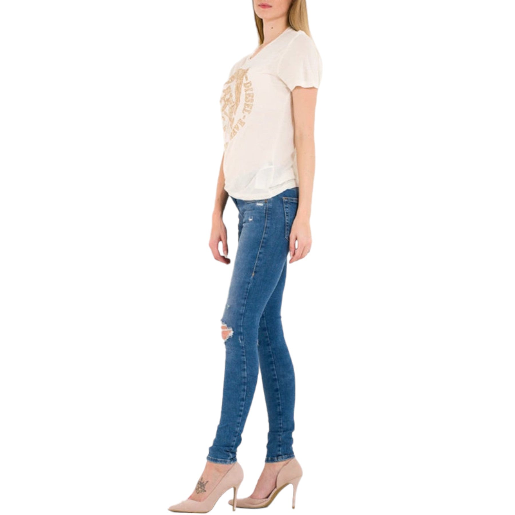 DIESEL T MORI Womens T Shirt Crew Neck Short Sleeve Casual Summer Cotton Top NEW