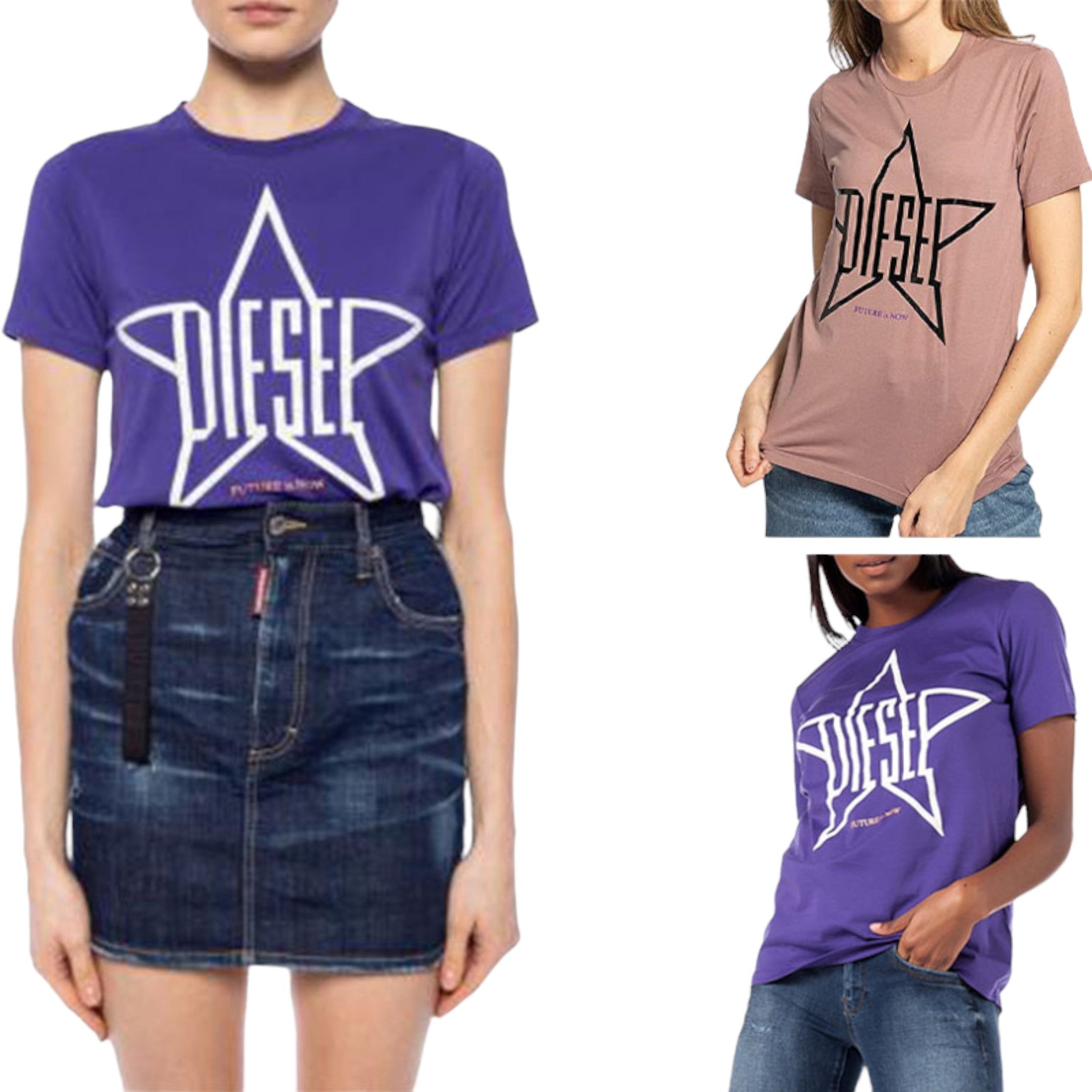 DIESEL T SILY ZA Womens T Shirt Crew Neck Short Sleeve Top Casual Summer Tee NEW