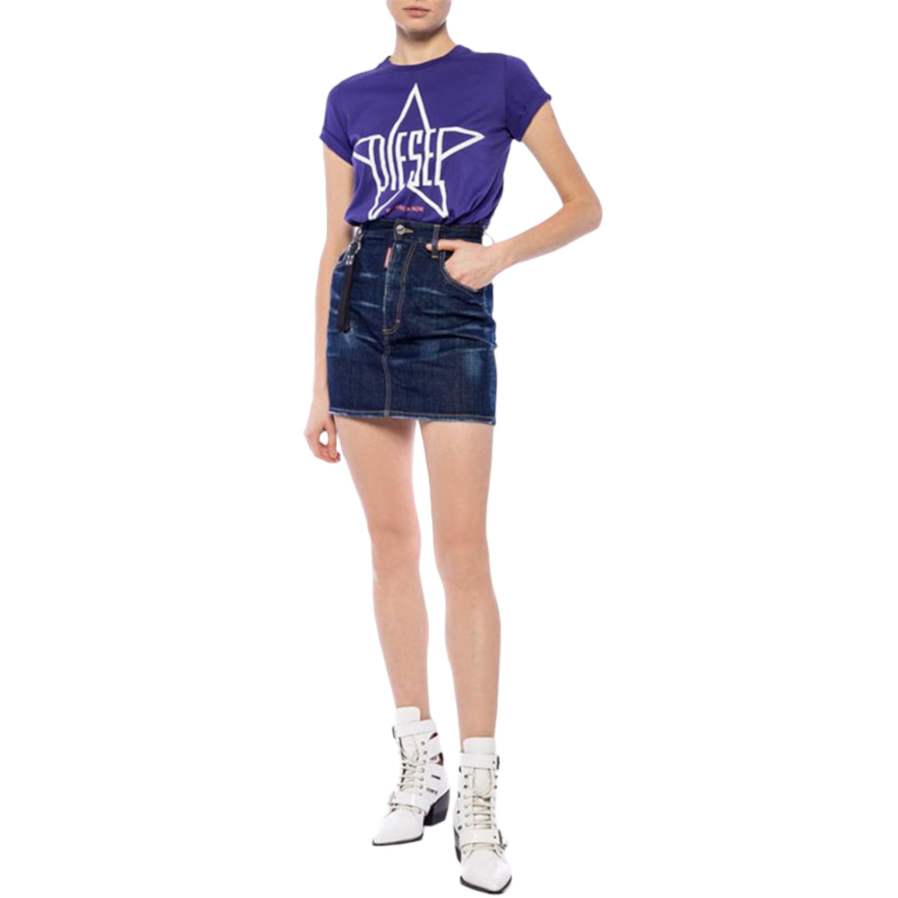 DIESEL T SILY ZA Womens T Shirt Crew Neck Short Sleeve Top Casual Summer Tee NEW