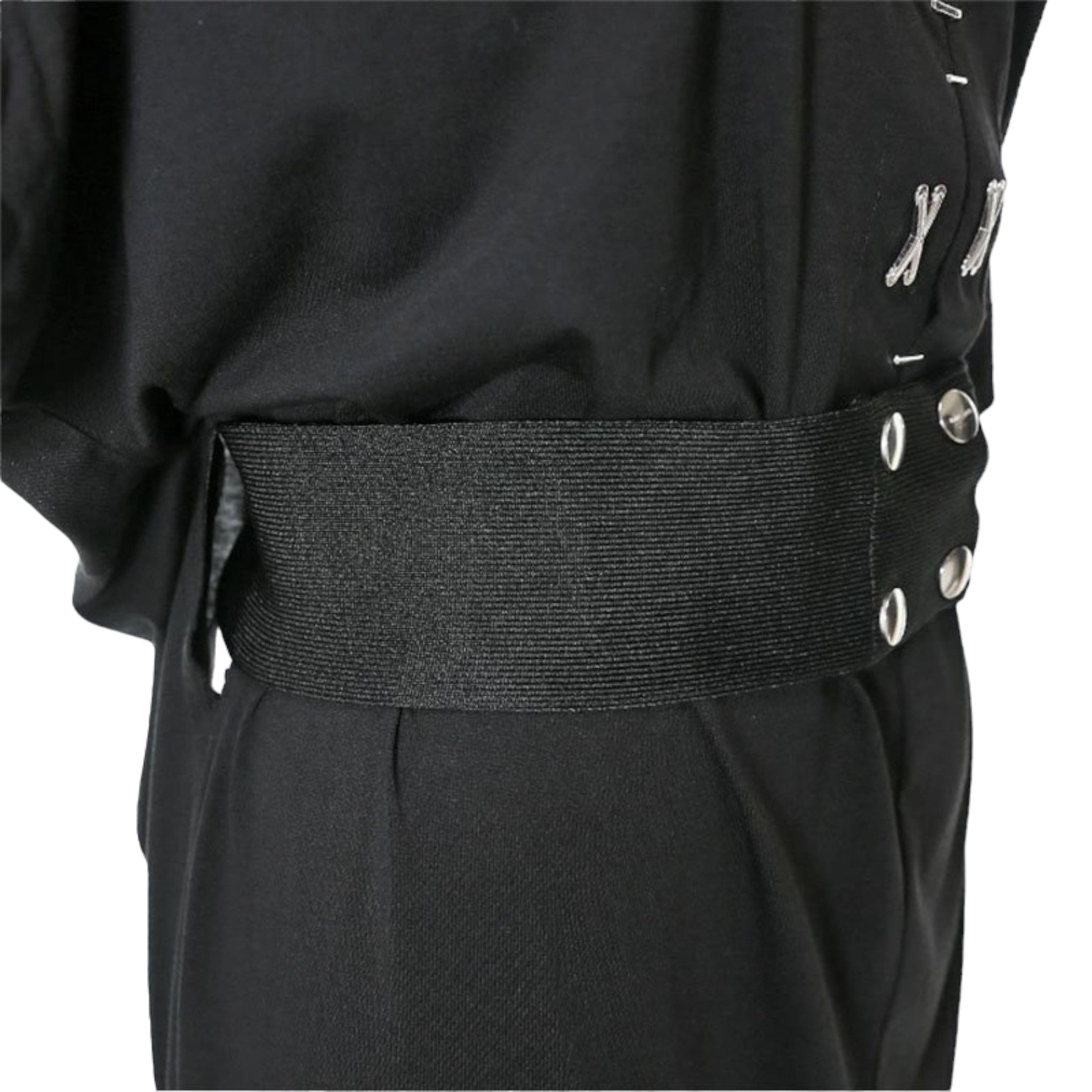 DIESEL D ALBA Womens Long Dress Round Neck Maxi Metal Party Wear Top Belt Black