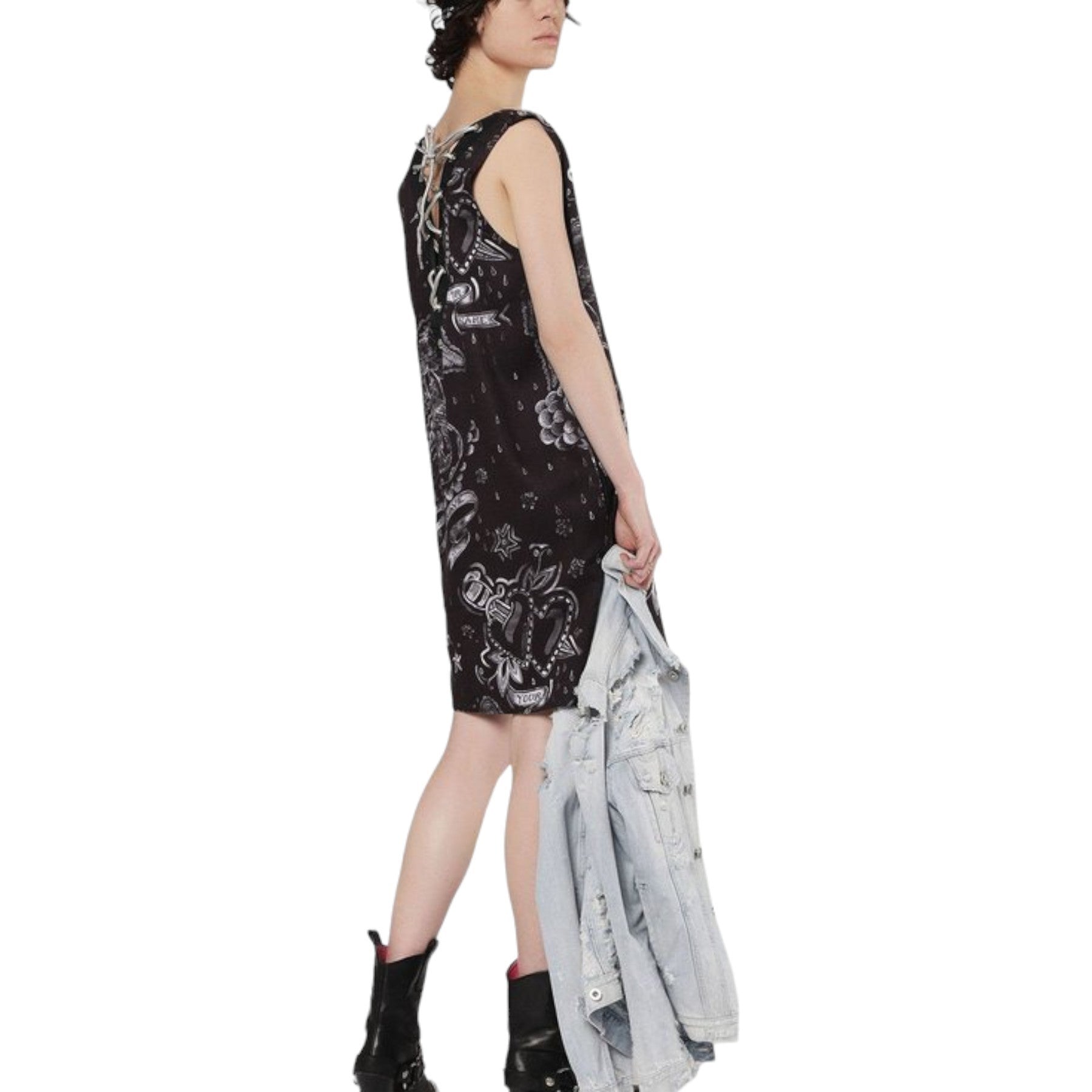 DIESEL D MAY Womens Long Dress V Neck Ebony Casual Party Outwear Sleeveless Top